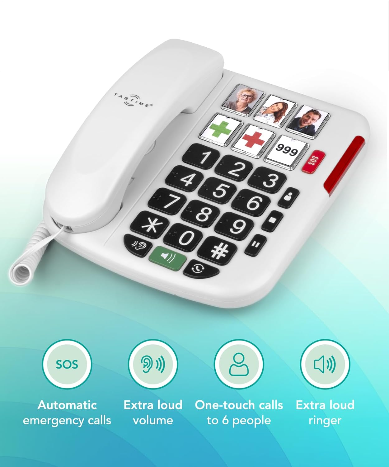 Big Button Landline Phone for Elderly, Hearing Aid Compatible Phone with Amplified Volume for Hard of Hearing, Great Dementia Aid