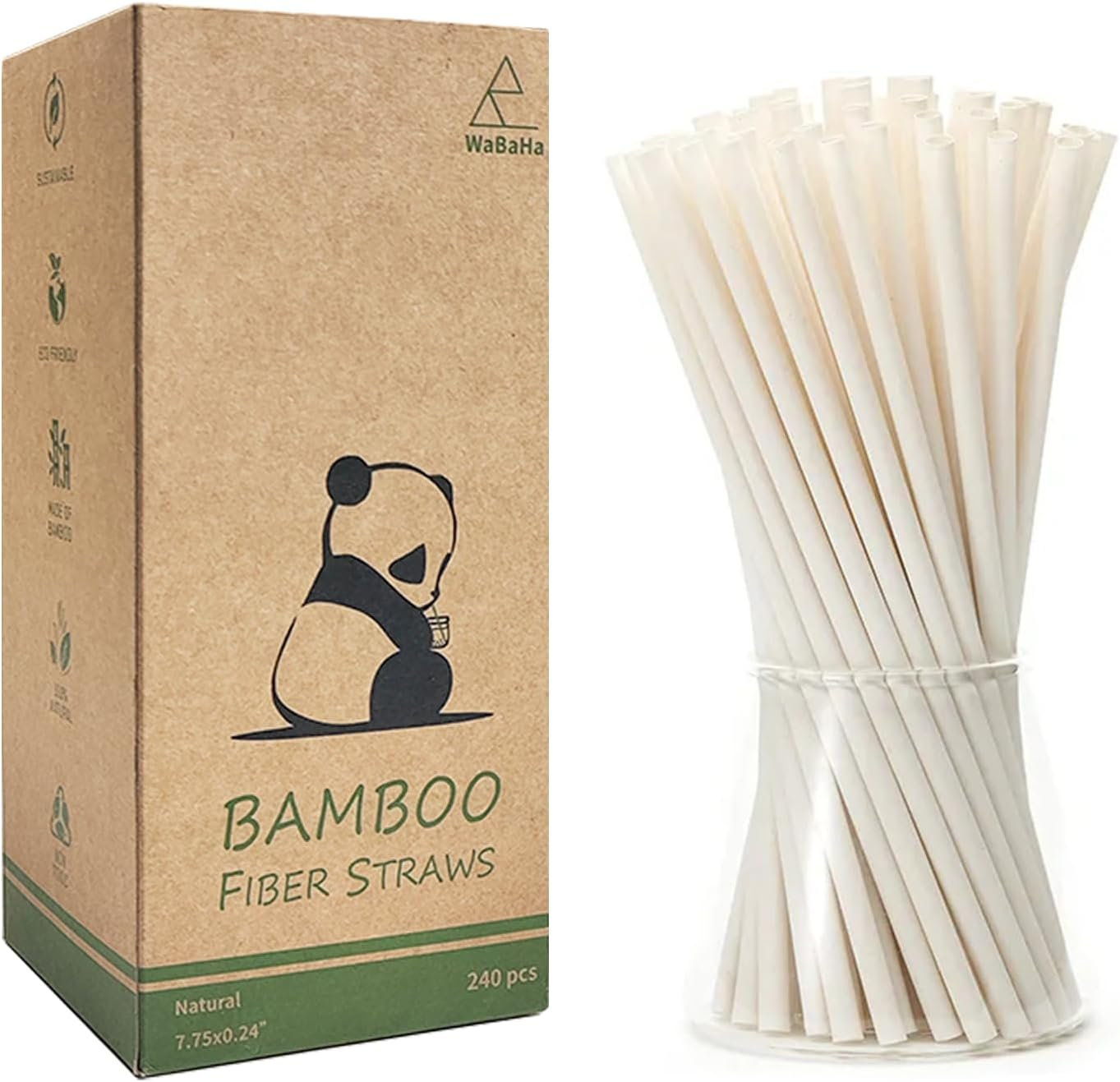 Bamboo Fiber Drinking Straws Biodegradable Bamboo Straws for Cocktail (6X197Mm Size, 240 Pack) image number 4