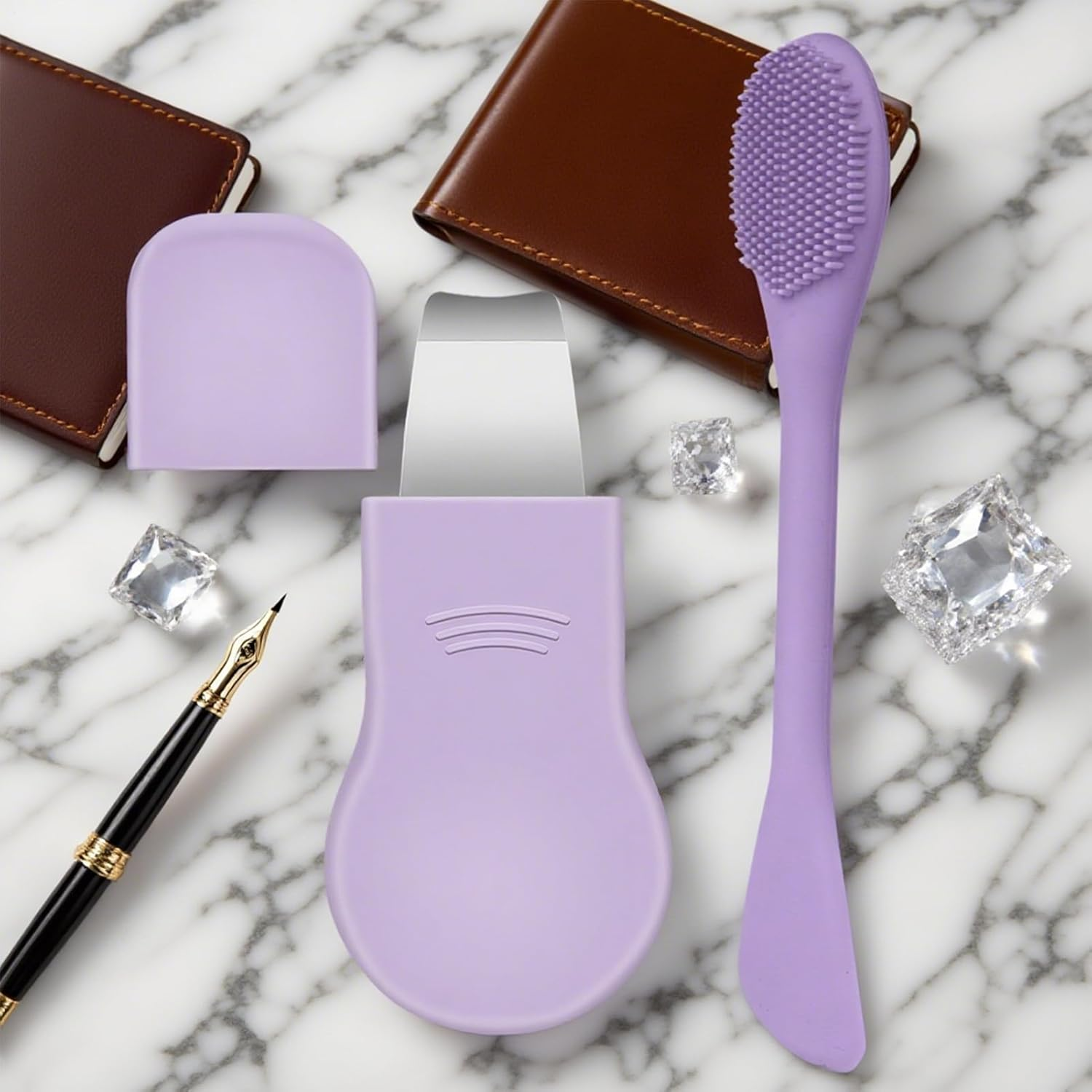 Face Scraper Tool,Pimple Scraper Tool | Facial Whitehead Remover Spatula for Chin Cheek in Morning Night Home Travel Spa Shower Women Men - Purple image number 2