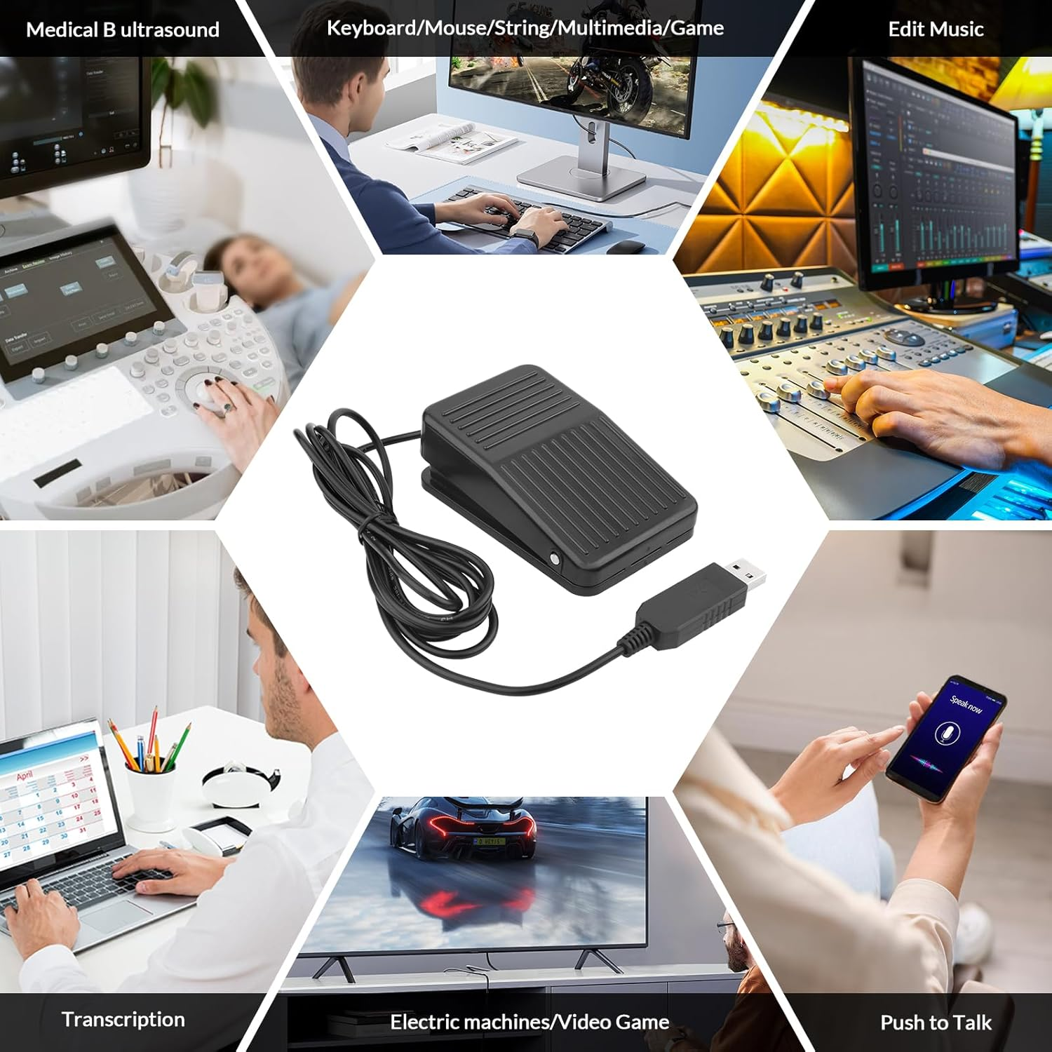 Rii USB Foot Switch Pedal Footswitch Game Control Action HID 6.2Ft for Keyboard Mouse PC Laptop