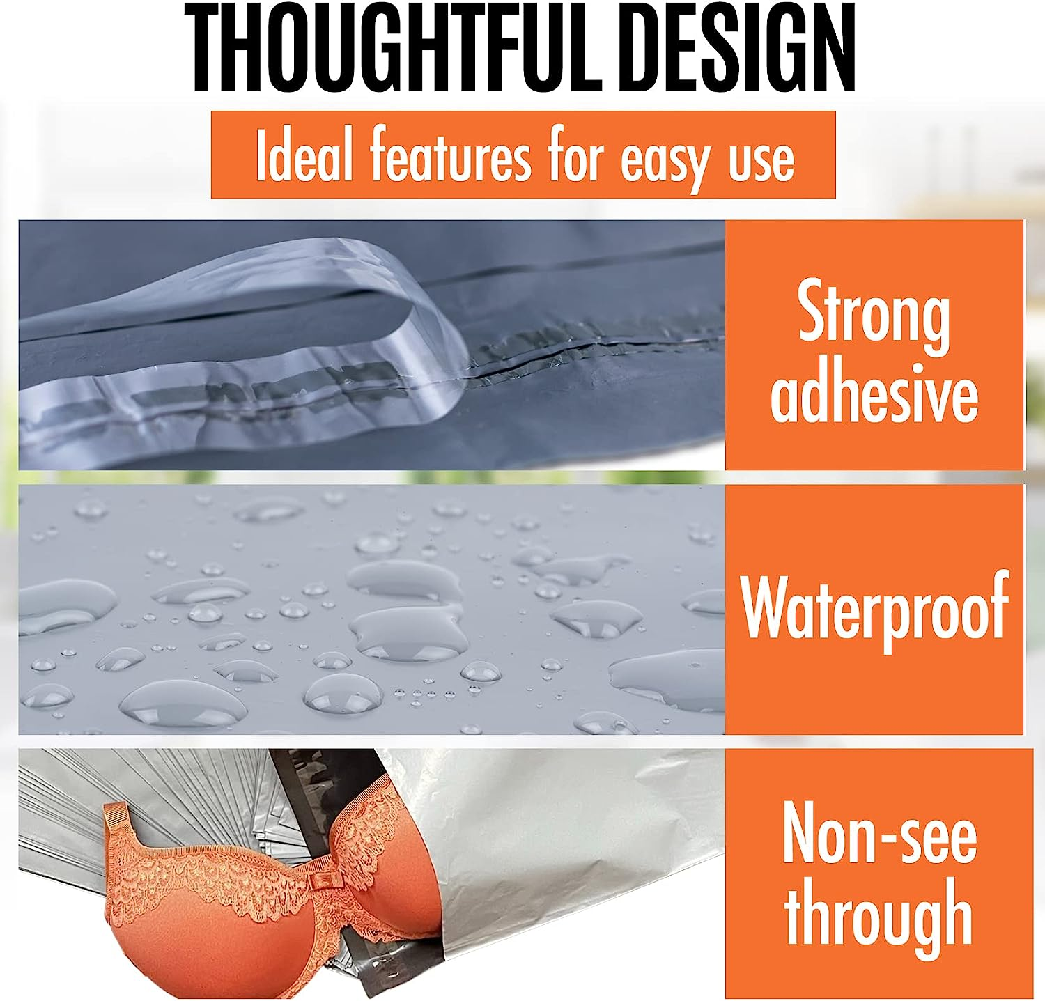 Large Mailing Bags by Calzette Extra Strong Polythene Grey Mail Envelopes for Packaging Clothes Parcel Self Seal Poly Storage Bags 22"X 30" (55Cm X 76Cm) Postal Bag Packing (10) image number 2