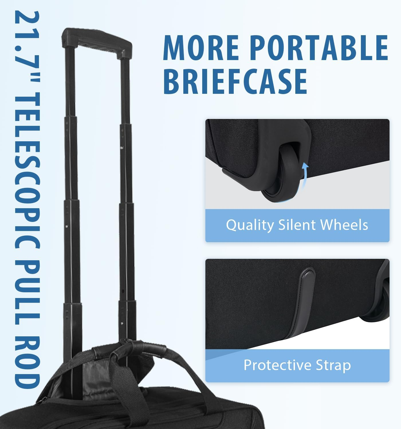 EMPSIGN Rolling Laptop Bag, 17.3 Inch Laptop Case Computer Bag for Men & Women, Water Repellent Travel Bag with RFID Blocking Section, Overnight Bag with Wheels, Briefcase for Business, Travel, School image number 3