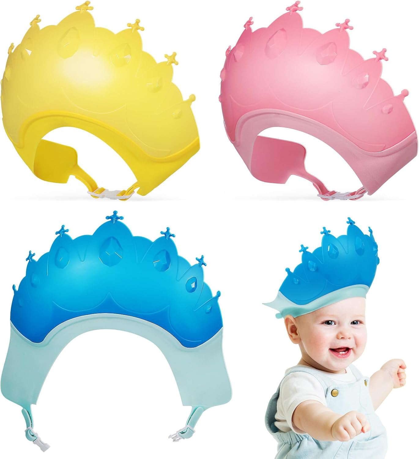 Gadpiparty 3Pcs Hair Washing Shield Shower Caps with Eye Protection for Bath Hat for Toddlers Shampoo Cap Hair Wash Visor Bathing Cap image number 1