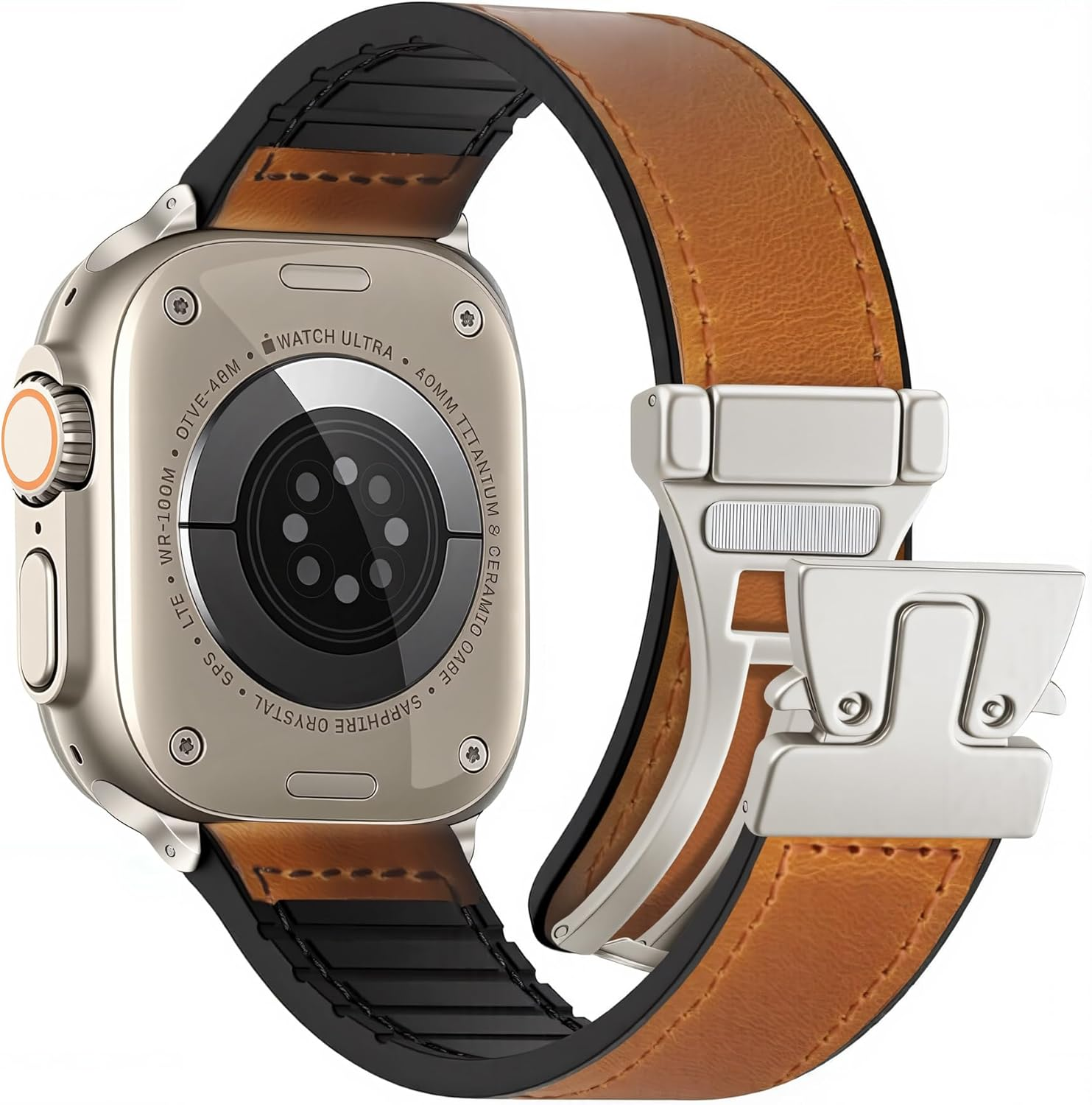 Westeagle Magnetic Leather Bands Compatible with Apple Watch 49Mm 46Mm 45Mm 44Mm 42Mm 41Mm 40Mm 38Mm for Men Women, Genuine Leather with Magnetic Buckle for Iwatch Ultra 1/2 Series SE/10/9/8/7/6/5/4/3