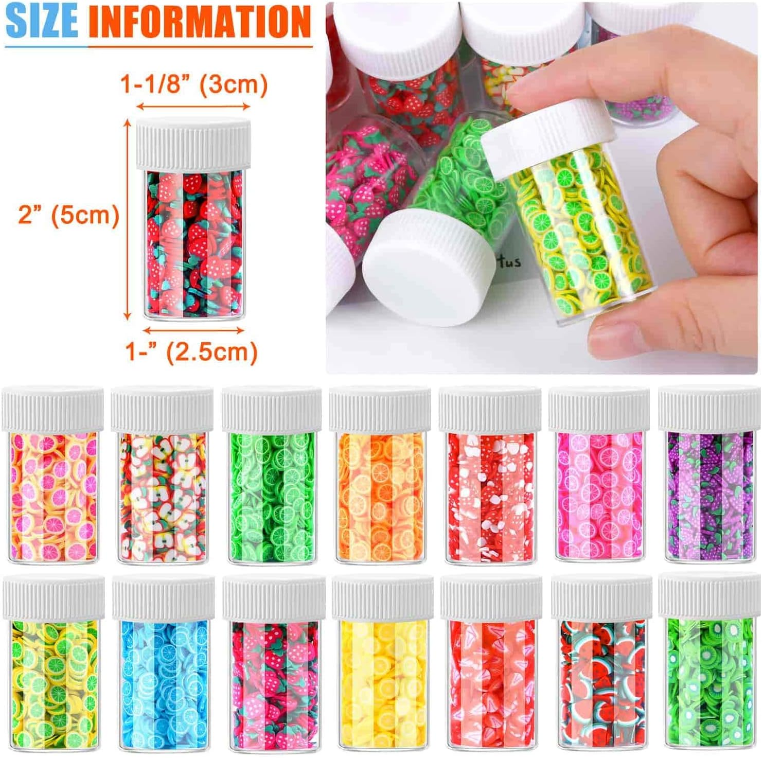 12000 Pcs 15 Styles Assorted Slices for DIY Slime, Nail Art, Lip Gloss & Cellphone Decorations