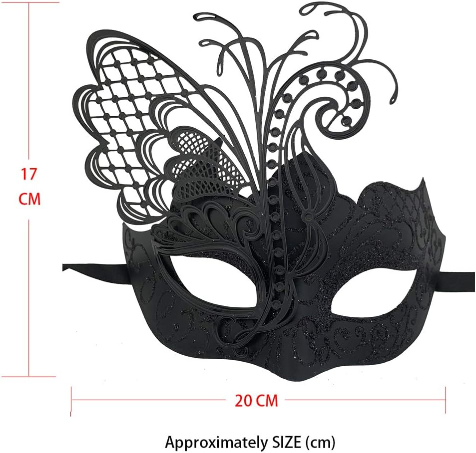 Couples Pair Mardi Gras Venetian Masquerade Masks Set Party Costume Accessory image number 6