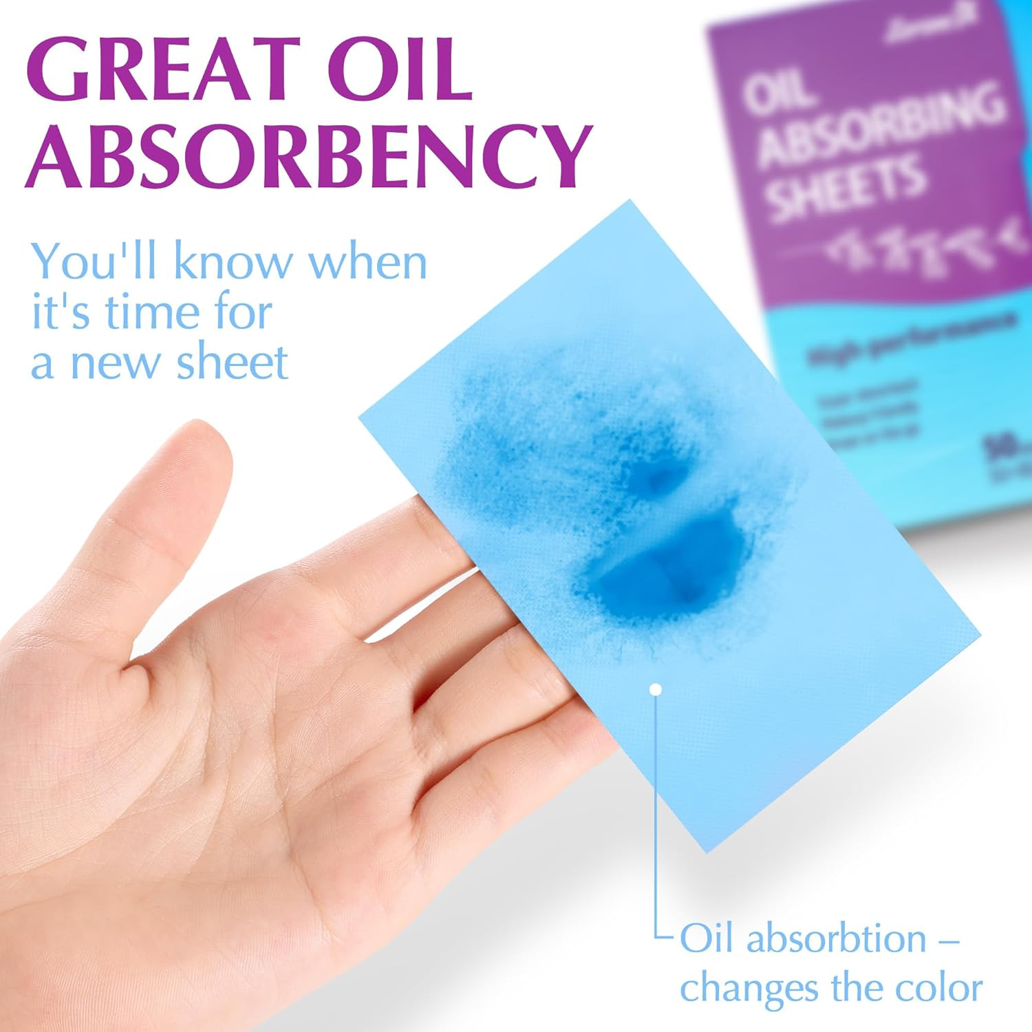 High-Performance Oil Absorbing Sheets for Face - 3 Pack (150 Sheets) - Makeup Friendly Blotting Papers for Oily Skin - Oil Blotting Sheets for Face image number 1