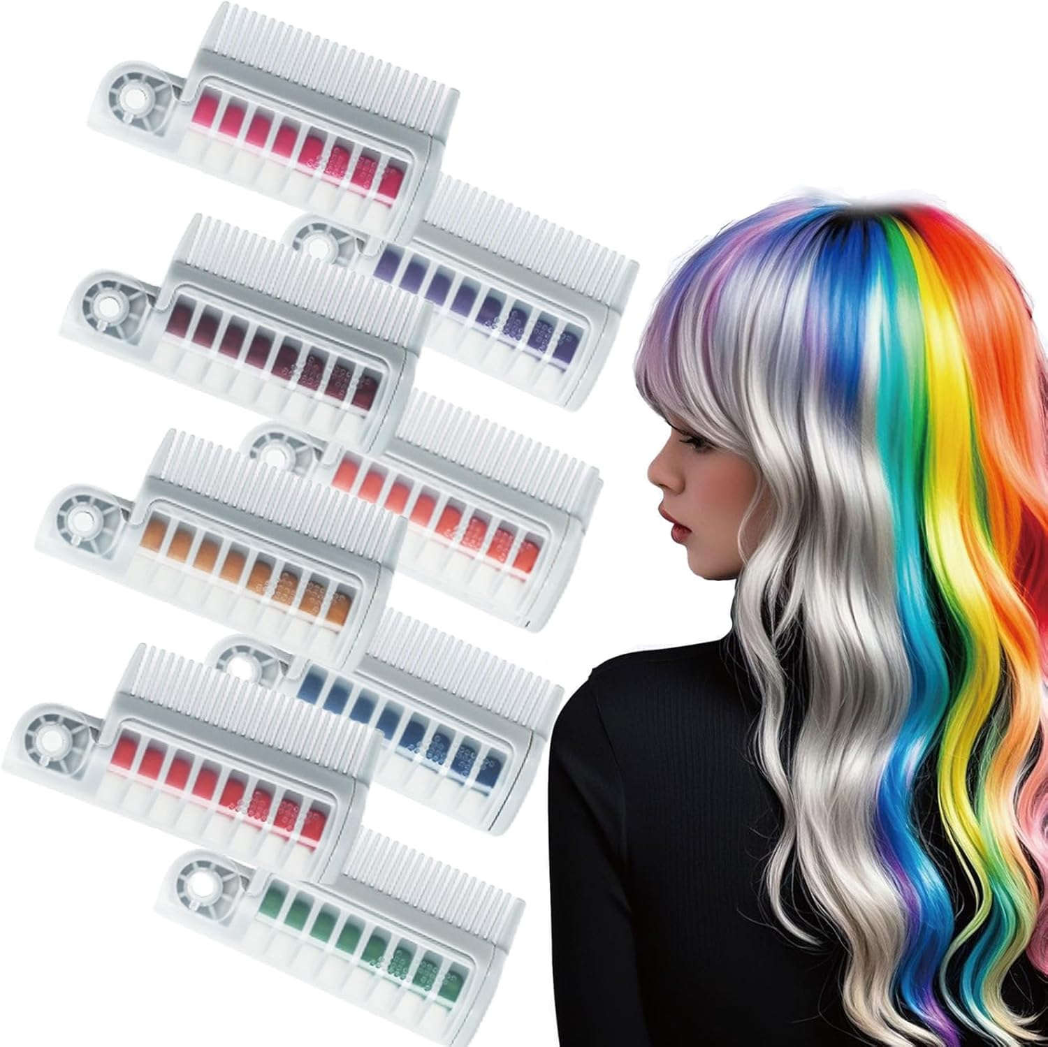 8 Colours Hair Chalk, Hair Chalk for Girls, Temporary Hair Colour, Dye for Children, Gifts for Girls, Age 6, 7, 8-12+, Colour Hairspray for Patrick'S Day, Children'S Day, Crazy Hair Day image number 1