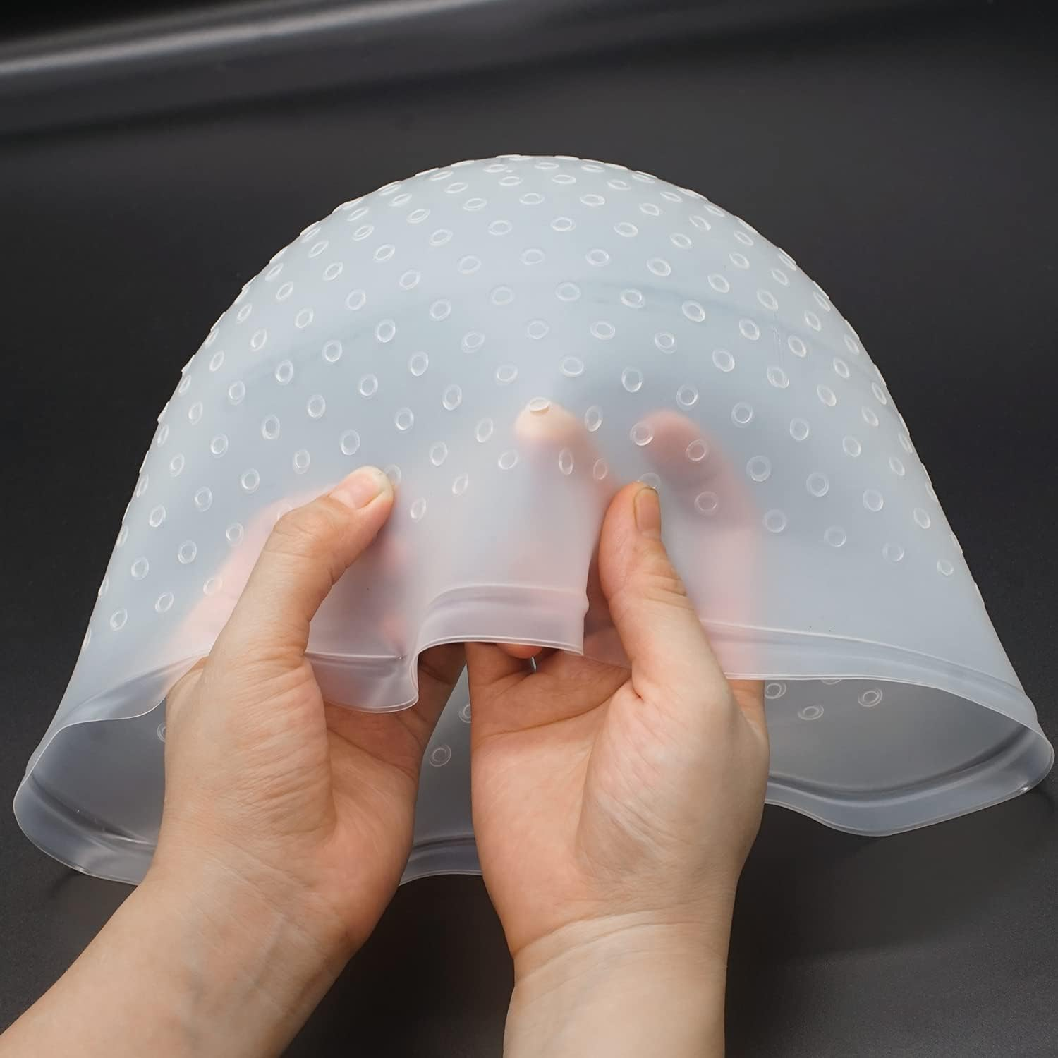 Pre Holes Highlighting Cap Reusable Bleaching Silicone Hair Highlight Cap with Hook Thick Hair Cap for Highlights DIY Dyeing Color image number 2