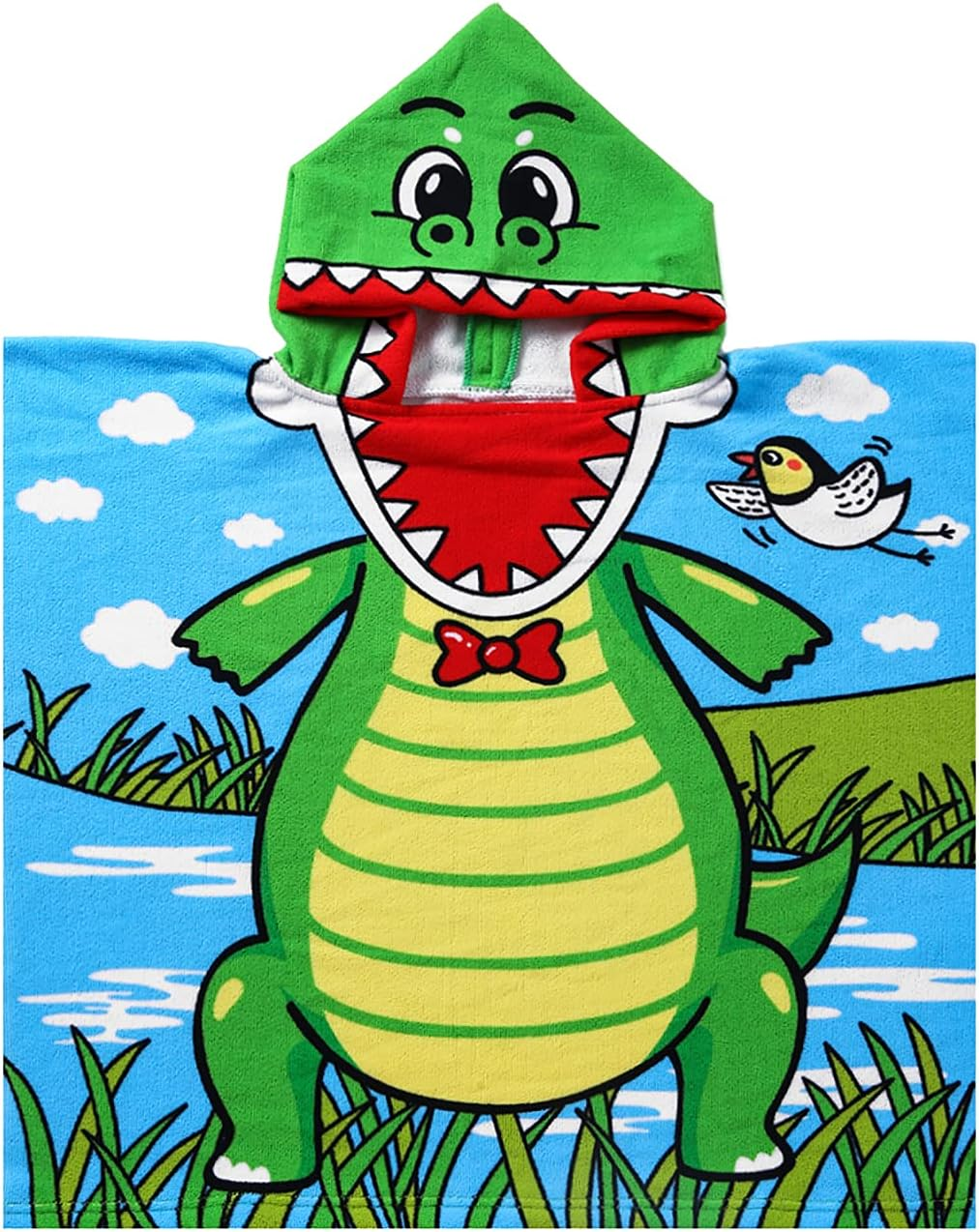 Kids Hooded Beach Towel for Age 1-6 Years Toddler Baby Boys - Soft Microfiber Super Absorbent Poncho Towel, Multi-Use for Bath/Swim/Pool/Shower 23.6 X 23.6 Inch image number 2