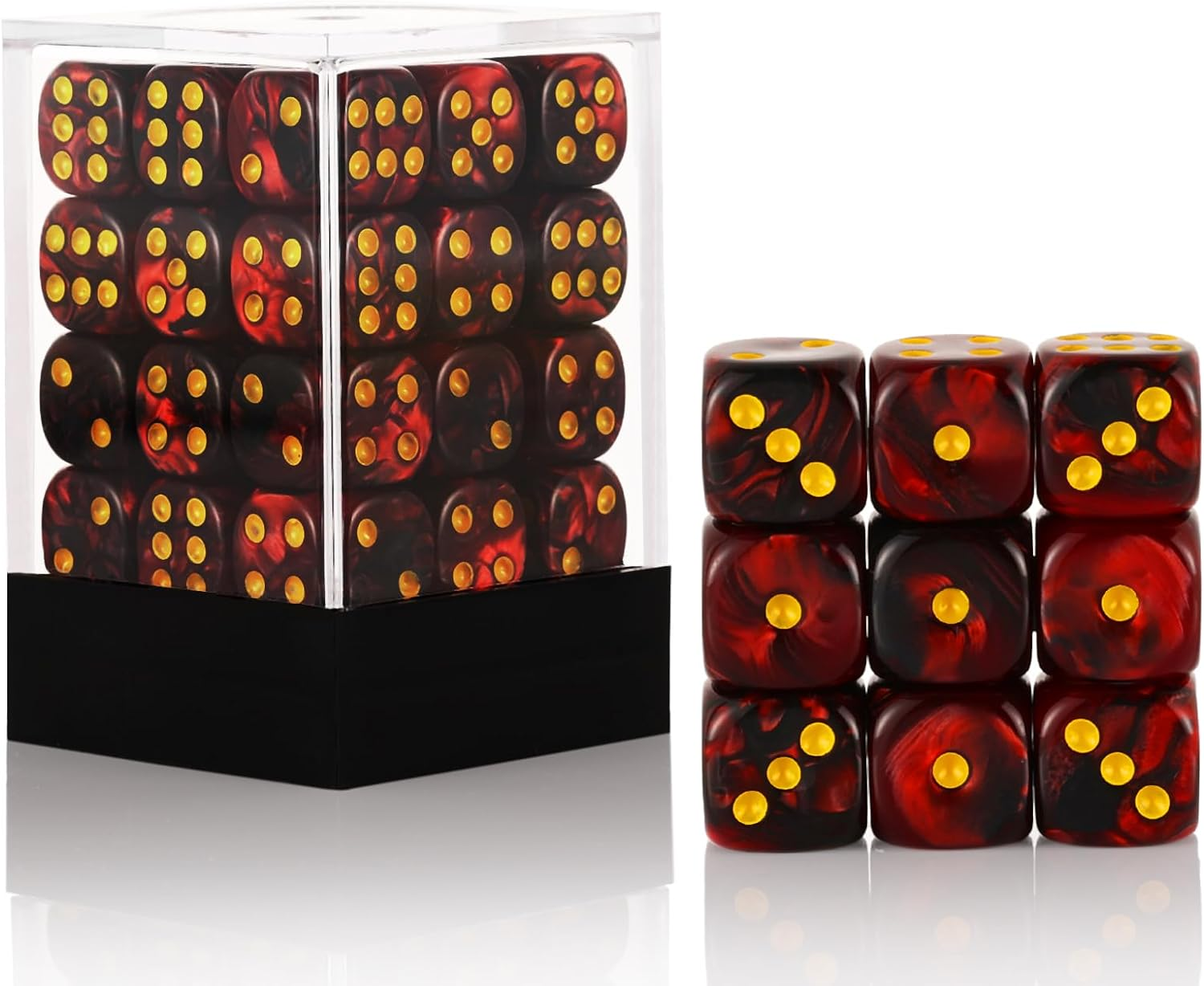 36 of Pack 12MM 6 Sided Dice Set,Translucent Colors Game Dice Set, 6 Sided Standard Colored Dices for Tenzi, Farkle, Yahtzee, Bunco or Teaching Math, with Portable Plastic Box（Dark Blue）