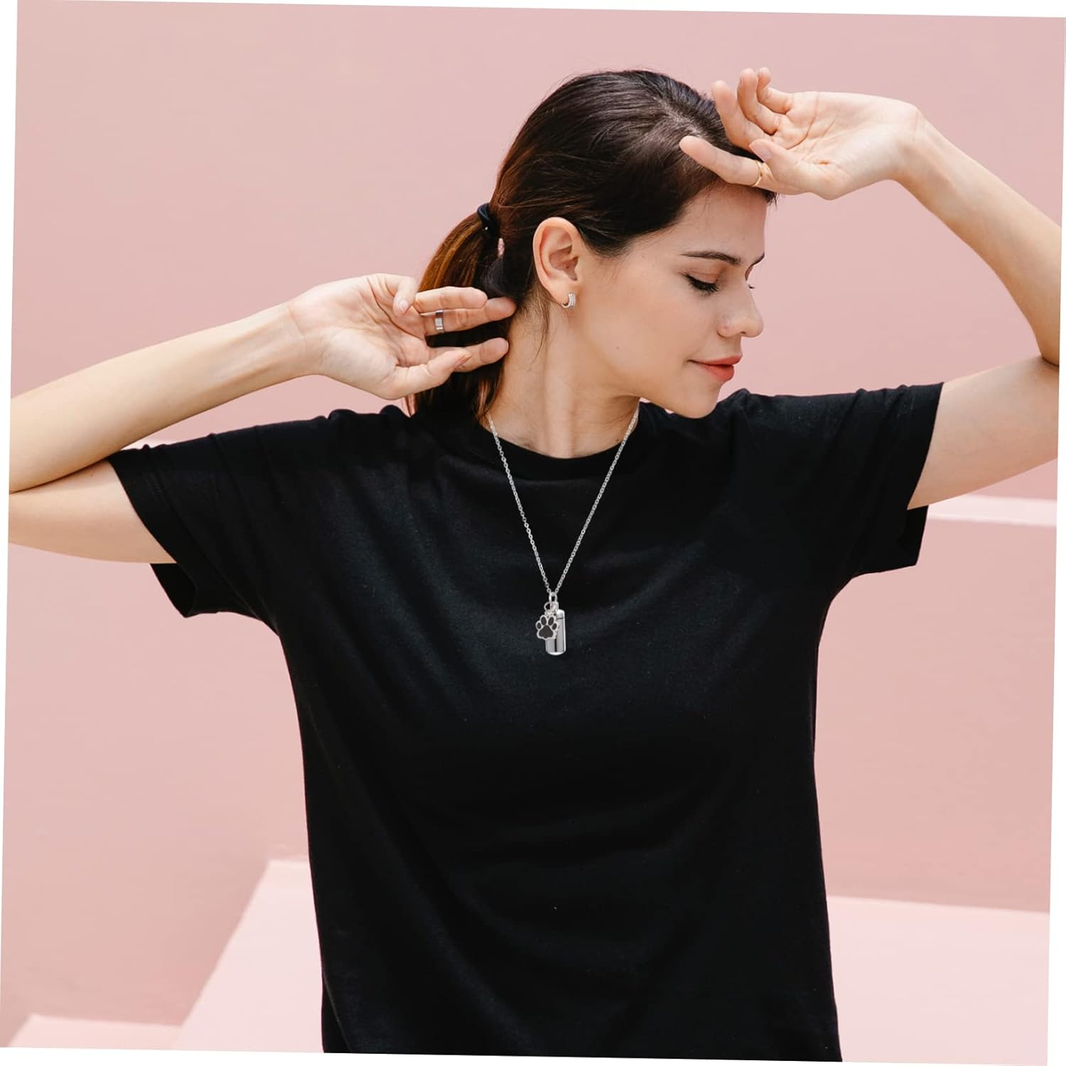 Beavorty Pet Urn Pet Ashes Memorial Urn Necklaces Keepsake Urns Cremation Pendants Necklace for Ashes Cremation Jewelry Hair Jewels Pet Necklace Human Use Ash Wood Stainless Steel image number 4