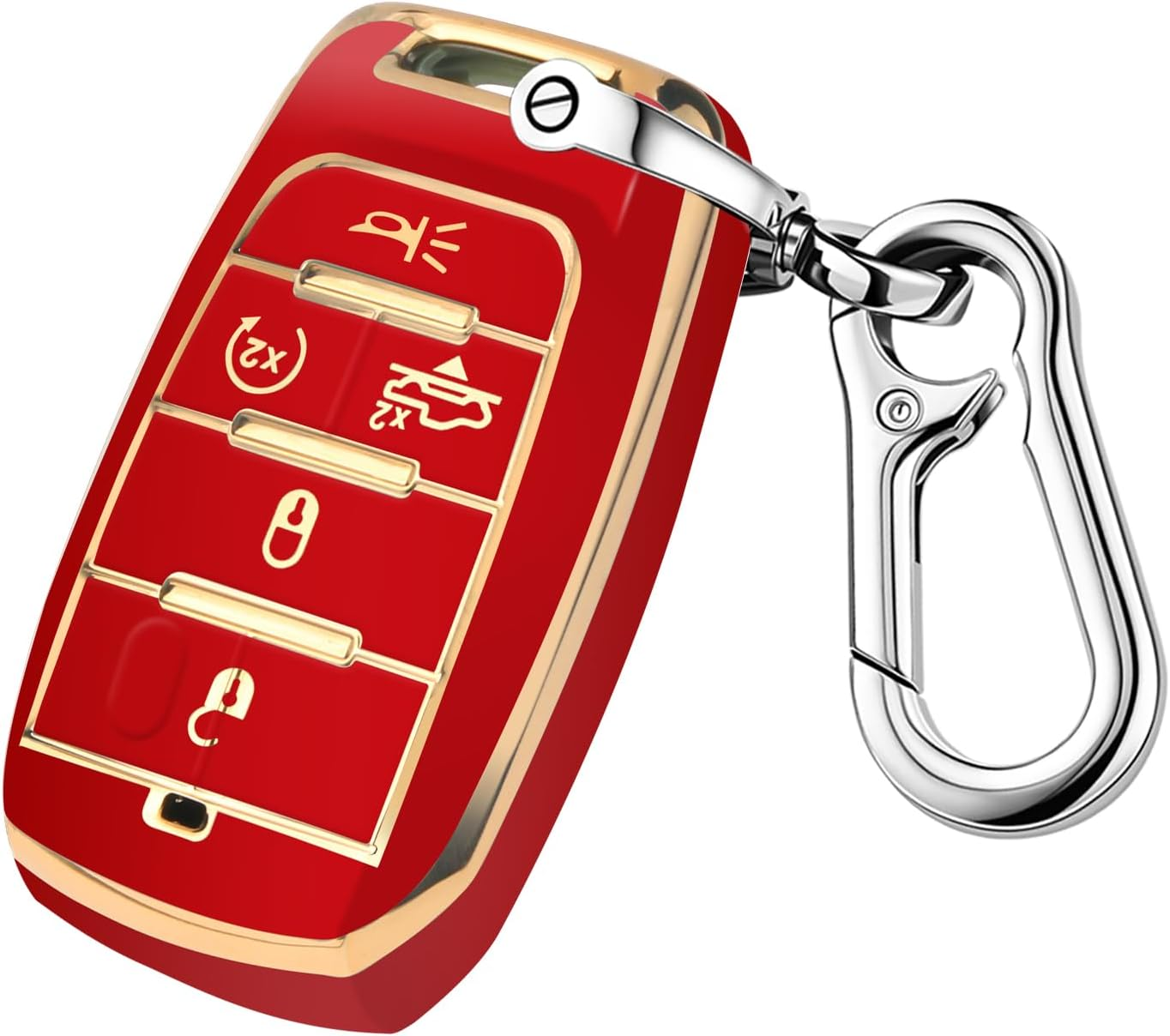 QBUC for Dodge Key Fob Cover, Fits for Dodge RAM 1500 2500 3500 4-5 Buttons 2019 2020 2021 2022 2023 TPU Key Fob Case with Keychain, Smart Remote Accessories Key Fob Protection (Silver-Black)