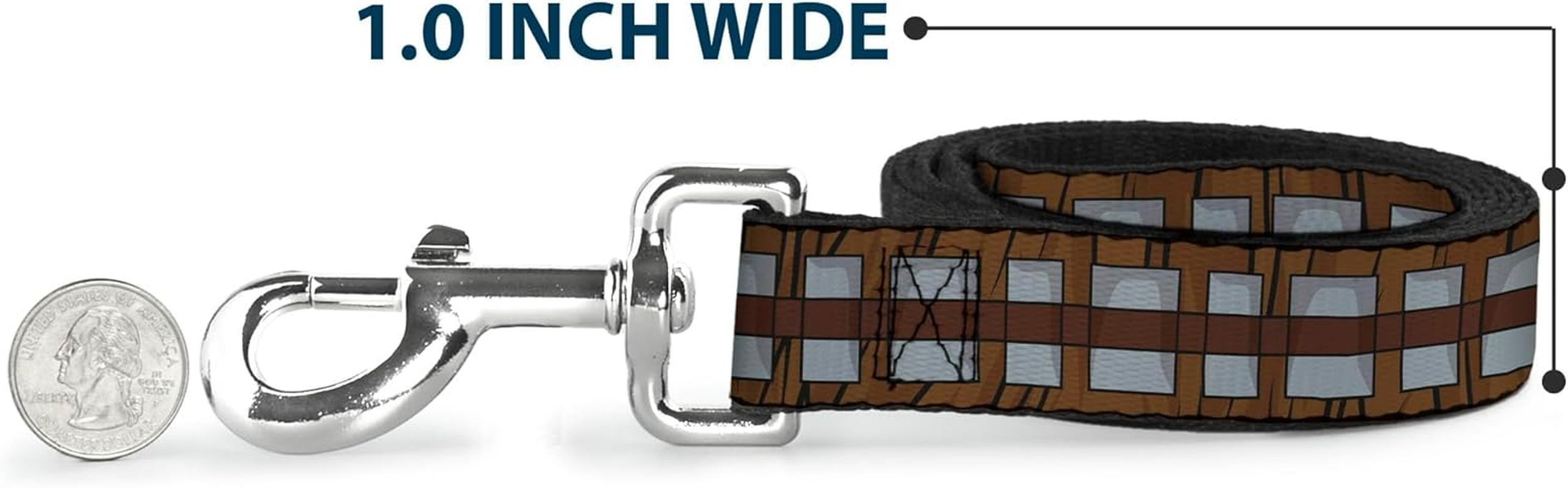 Dog Leash Star Wars Chewbacca Bandolier Bounding Browns Gray 6 Feet Long 1.0 Inch Wide image number 2