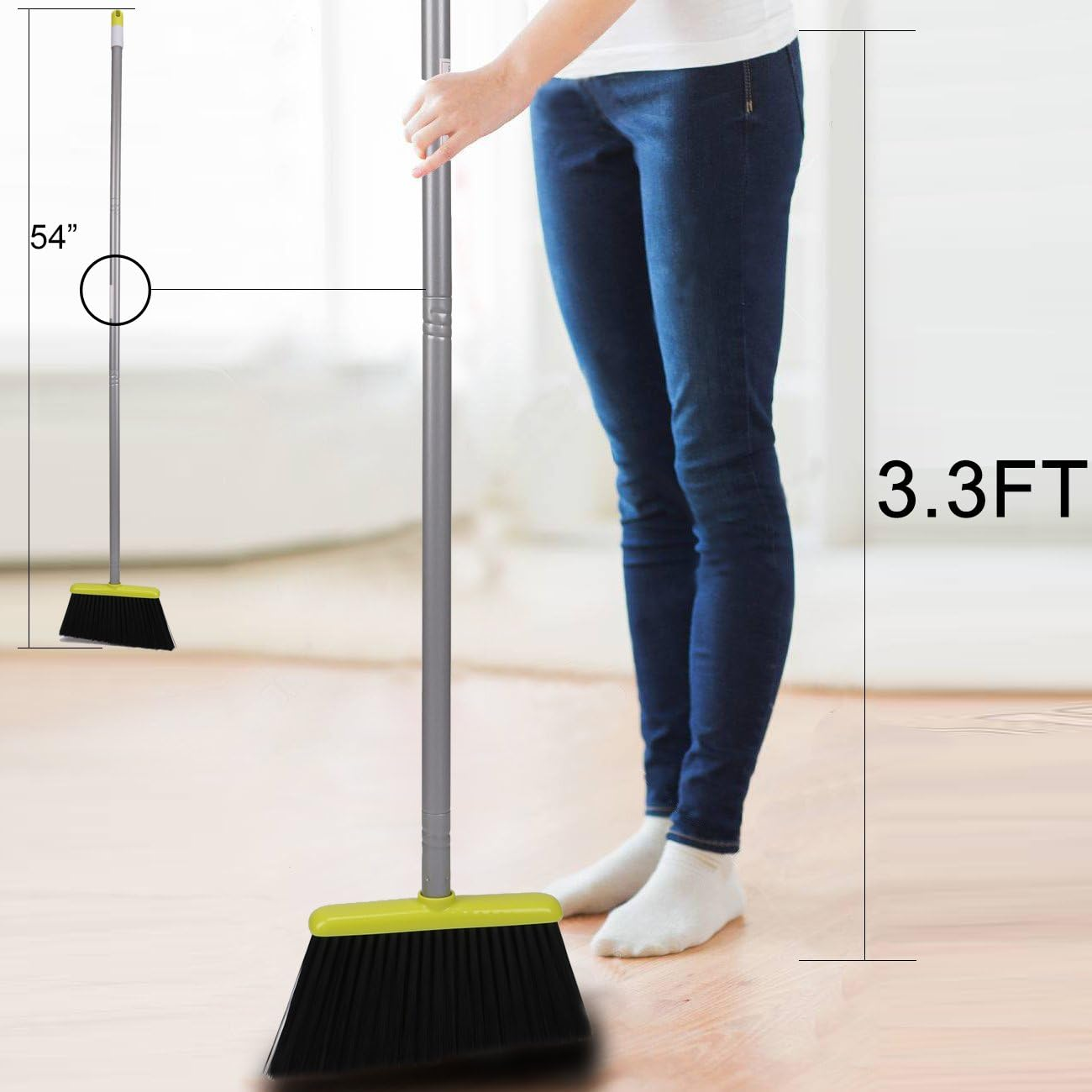 Dust Pan and Broom/Dustpan Cleans Broom Combo with 140Cm Long Handle for Home Kitchen Room Office Lobby Floor Use Upright Stand up Broom and Dustpan Set - Green image number 5