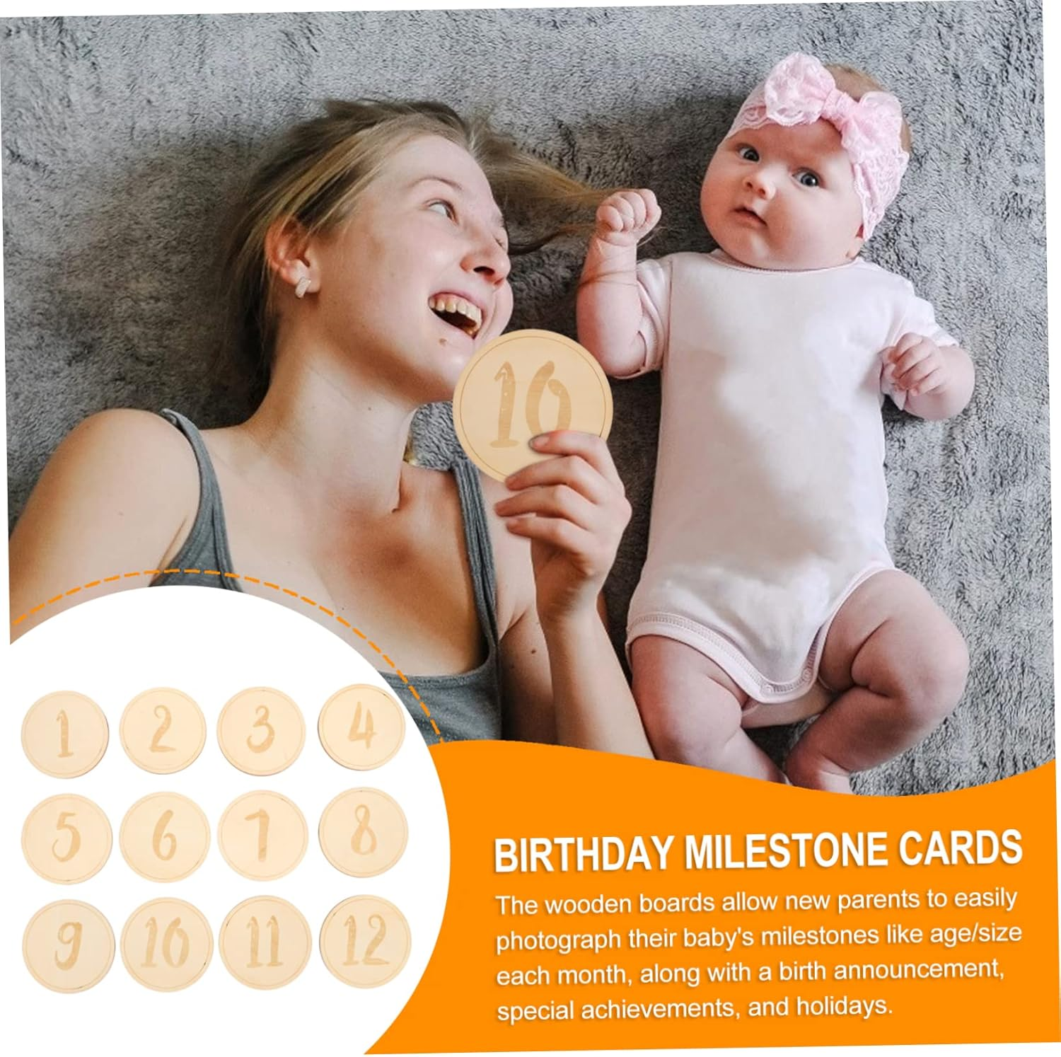 SHOWERORO 12Pcs Milestone Cards Memory Photo Cards for Newborn Photography Celebrate Monthly Growth Milestones for Pregnancy Announcements image number 2