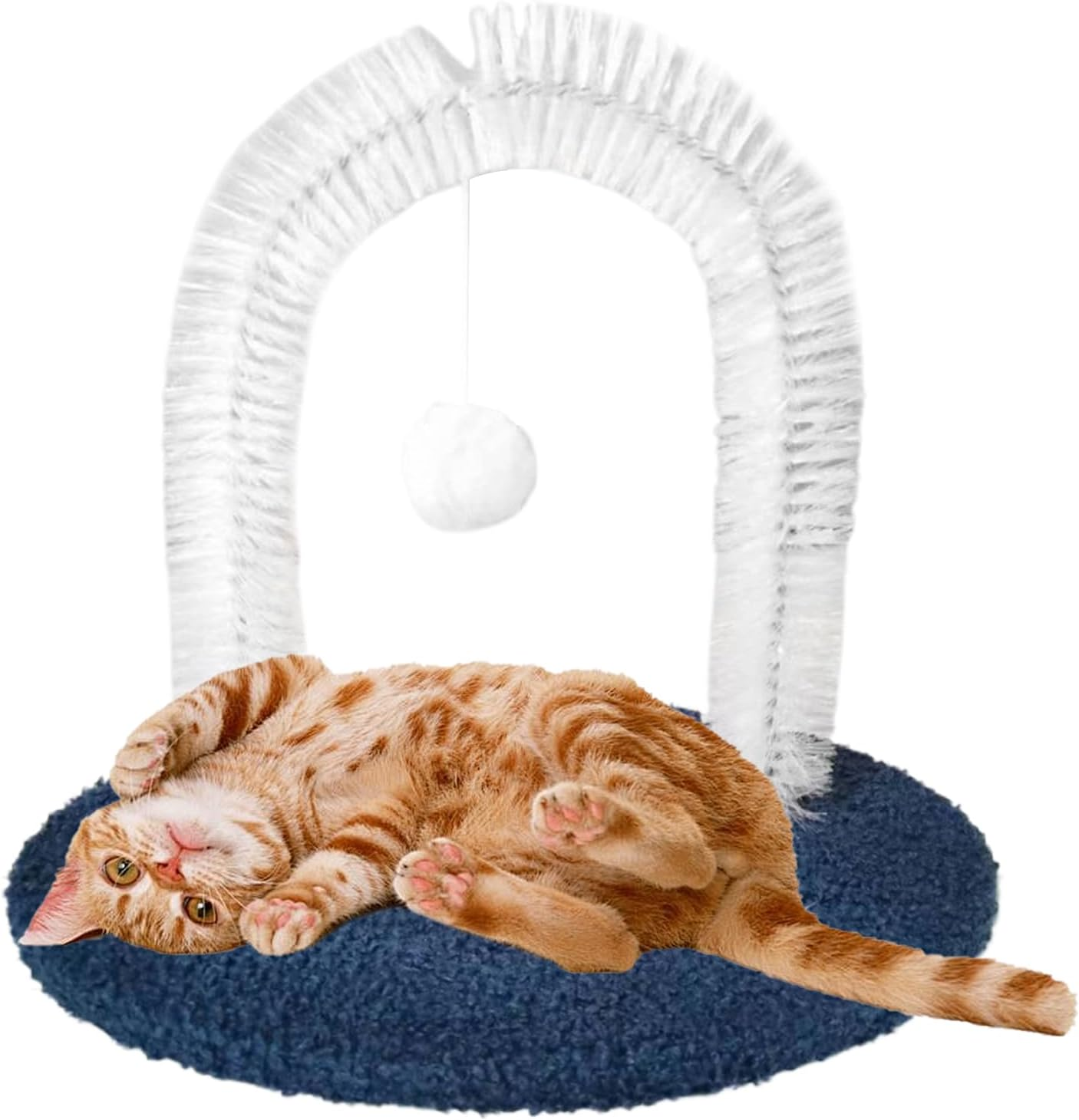 Cat Self Groomer, Cat Massage Brush Grooming Arch, Shedding Tool Hair Remover Brush with Scratching Pad, Non-Slip Massage Toy for Furniture Protection - Dark Coffee image number 3