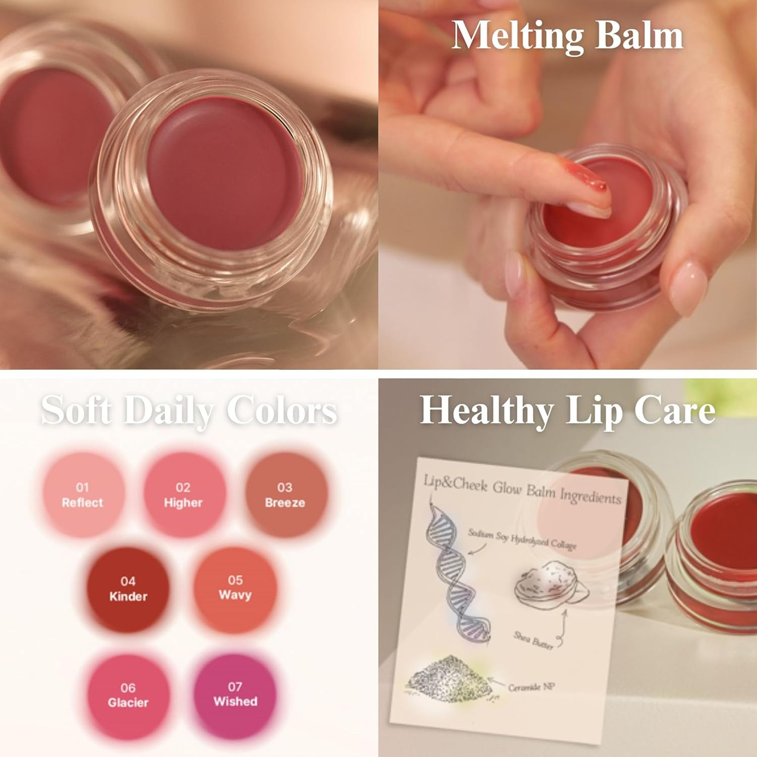 EGLIPS Lip & Cheek Glow Balm - Multi-Use Tinted Melting Balm Blush for Lips & Cheeks Buildable and Blendable Texture Strong Adhesive Lightweight Long-Lasting Korean Makeup (03 BREEZE, 5 Gram) - 04 Kinder image number 4