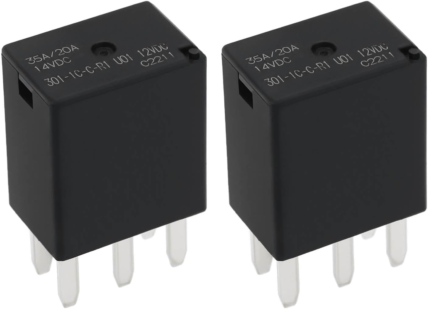 Be in Your Mind 2PCS 5Pin 12V 35 Amp Relay 5-Pin Automotive Relay Micro Automotive Motorboat Relay 12V 35A/20A SPDT 301-1C-C-R1-U01-12VDC image number 2