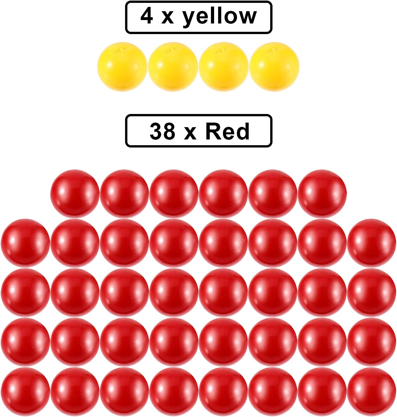Gejoy 42 Pieces Game Replacement Marbles 2 Sets Game Replacement Balls Compatible with Hungry Hungry Hippos, 38 Red Balls and 4 Yellow Balls image number 6