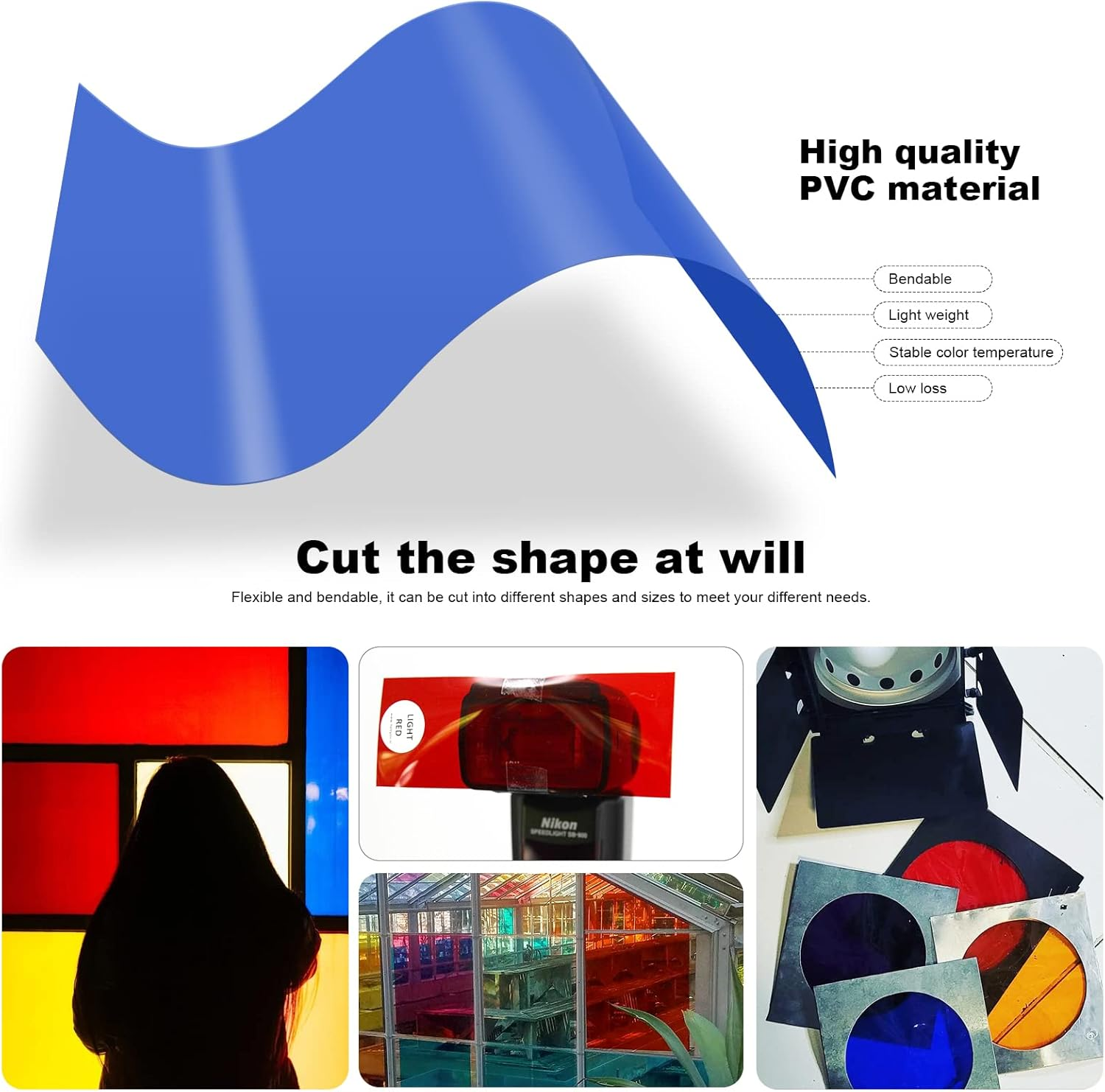 Correction Gel Light Filter, 14 Pack Colored Overlays Transparency Color Film for Photo Studio Light Video Photography Strobe, 7 Assorted Colors(29.7X21Cm)