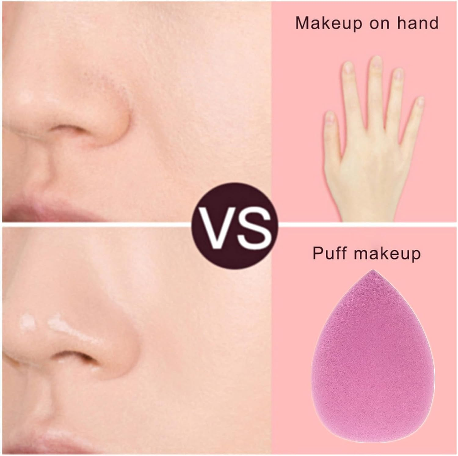 9 Pcs Makeup Sponge Set, Beauty Blender Sponges in Pink, Purple & Nude, 3 Shapes for Foundation, Concealer & Powder Application image number 4