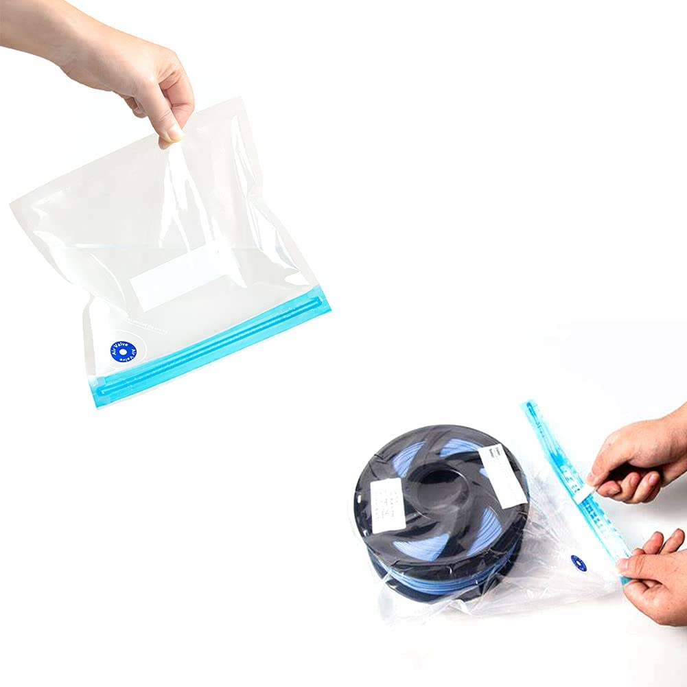 3D Printer Filament Storage Bag Kit Prevent and Monitor Moisture PLA Storage Dry Bags(12 X Vacuum Sealed Bags,1 X Hand Pump,20 X Desiccant,12 X Humidity Indicator Cards,4 X Sealing Clip),30X34Cm