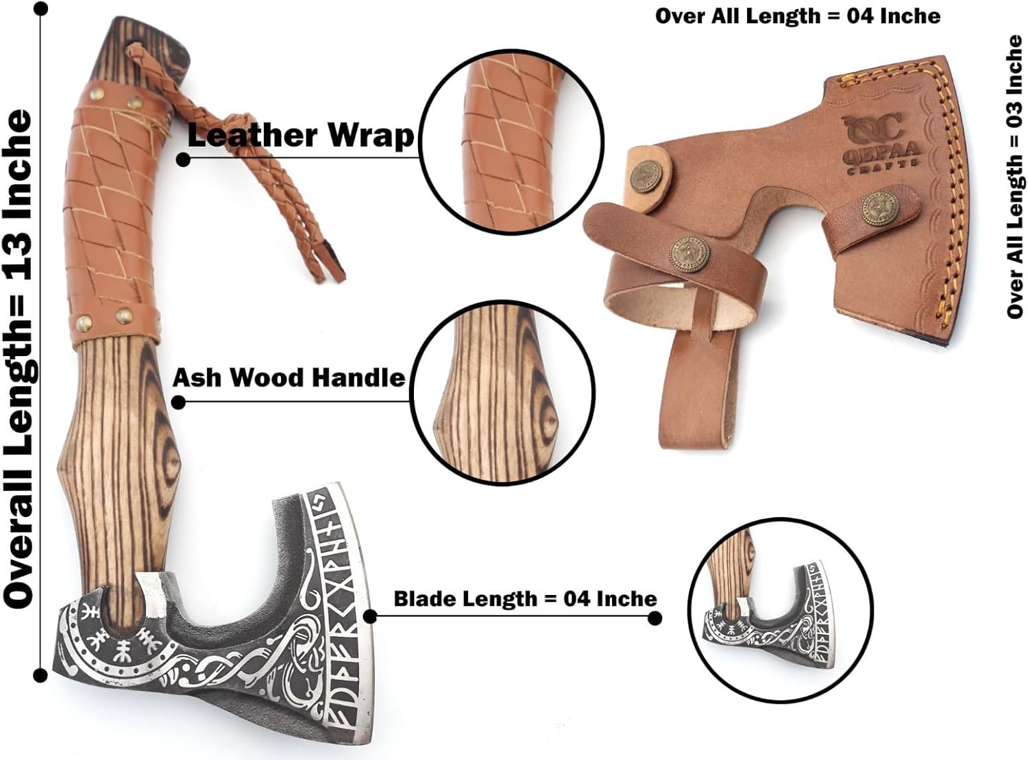 Custom Gift Forged Carbon Steel Viking Axe with Rose Wood Shaft, Viking Bearded Camping Axe,Annivarsary Gift (Rare Viking) image number 6