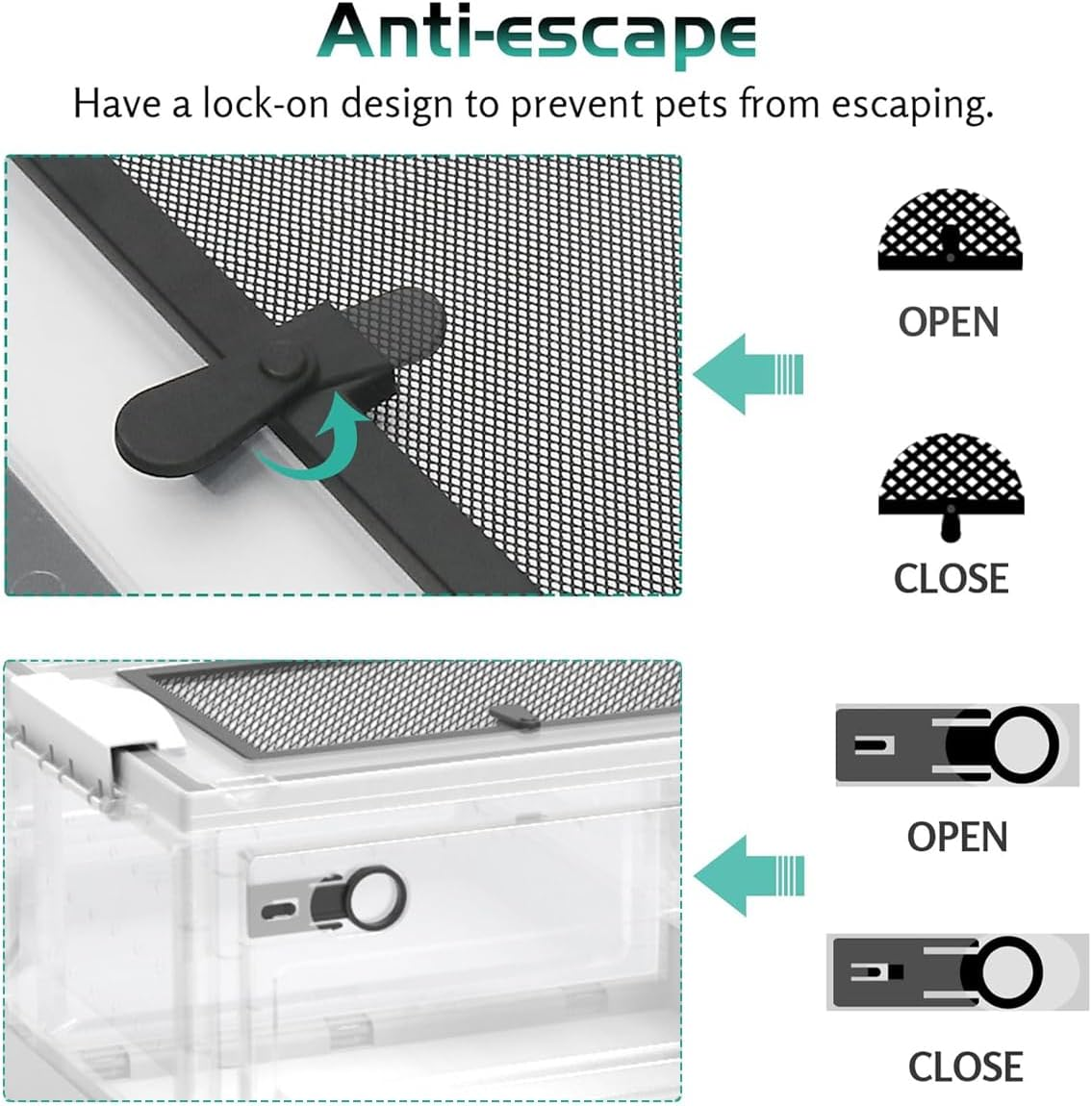 AIMALL Foldable Small Pet Cage 15.55X11.61X9.44In Plastic Viewing Villa with Front Door Mesh Top Pulley Base for Hamster Chick Duck Mouse Chicken Feeding Enclosure image number 1