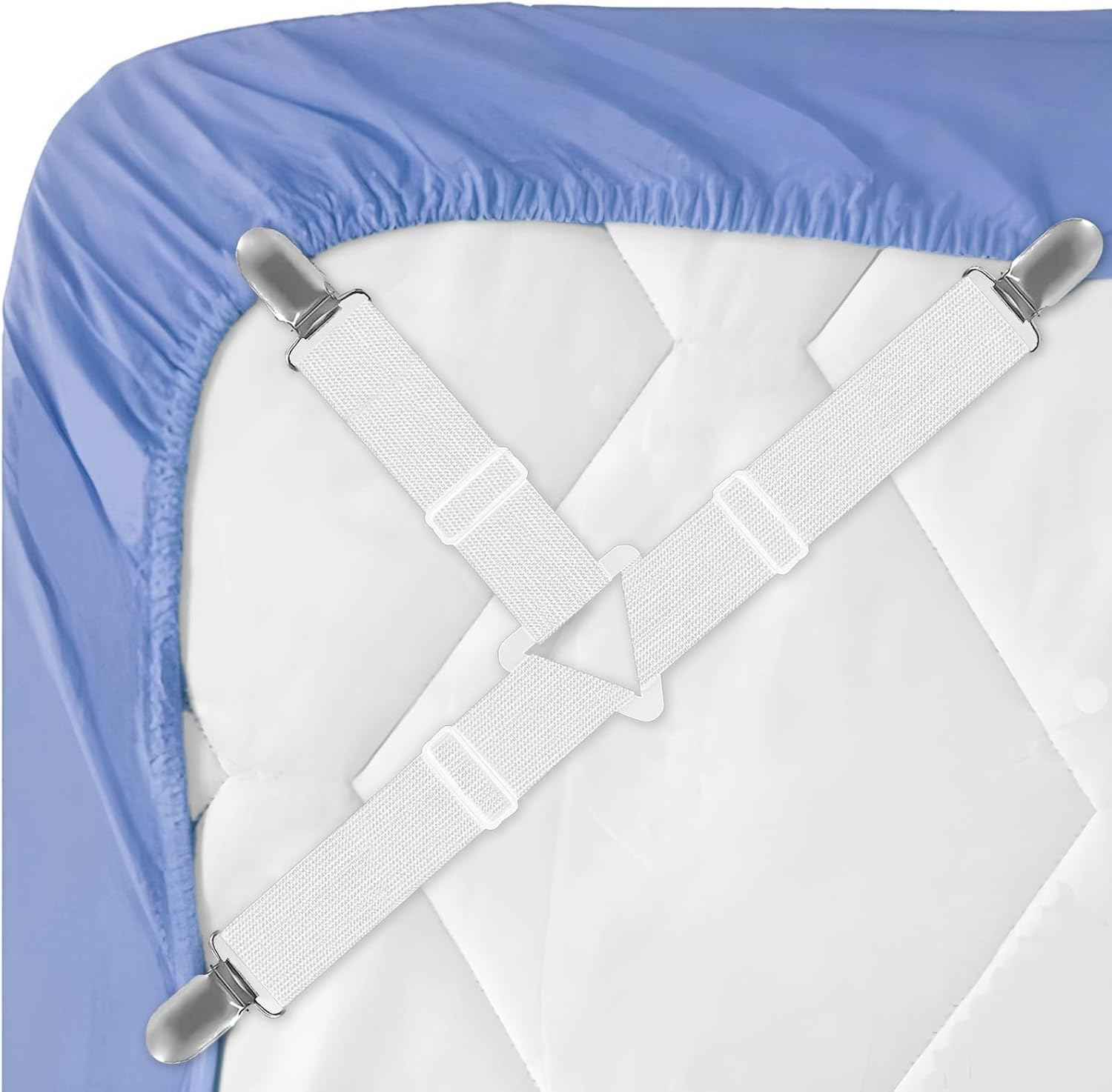 Alethron Bed Sheet Tensioners, Pack of 4 Adjustable Bed Sheet Tensioners, Elastic Bed Sheet Tensioners, Fitted Sheet Tensioners, Bed Sheet Tensioners, Bed Sheet Tensioners with Clip for Bed Linen, image number 3