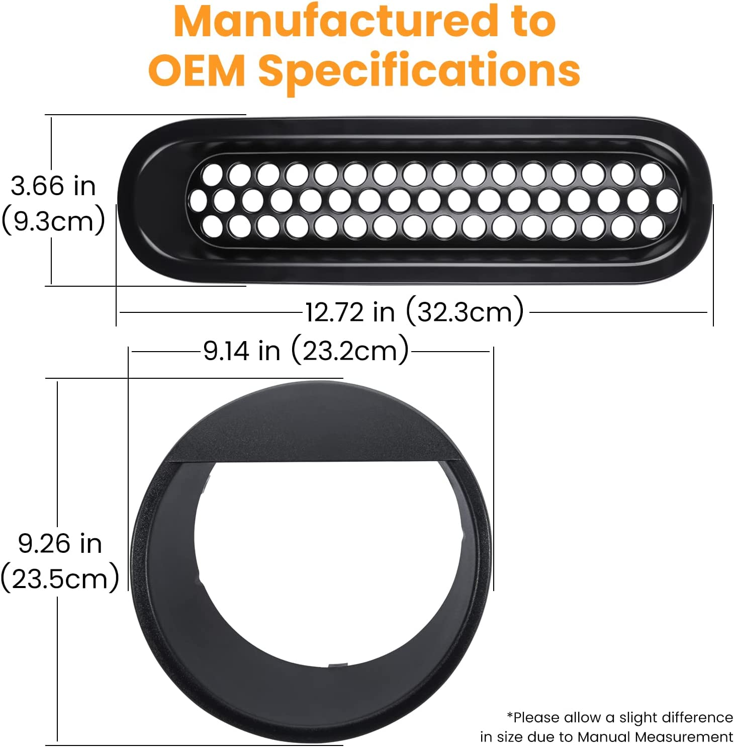 E-Cowlboy Front Grille Mesh Inserts & Headlight Cover for Jeep Wrangler JK JKU 2007~2017【Upgrade Matte Black Clip-On Version】 - Green image number 2
