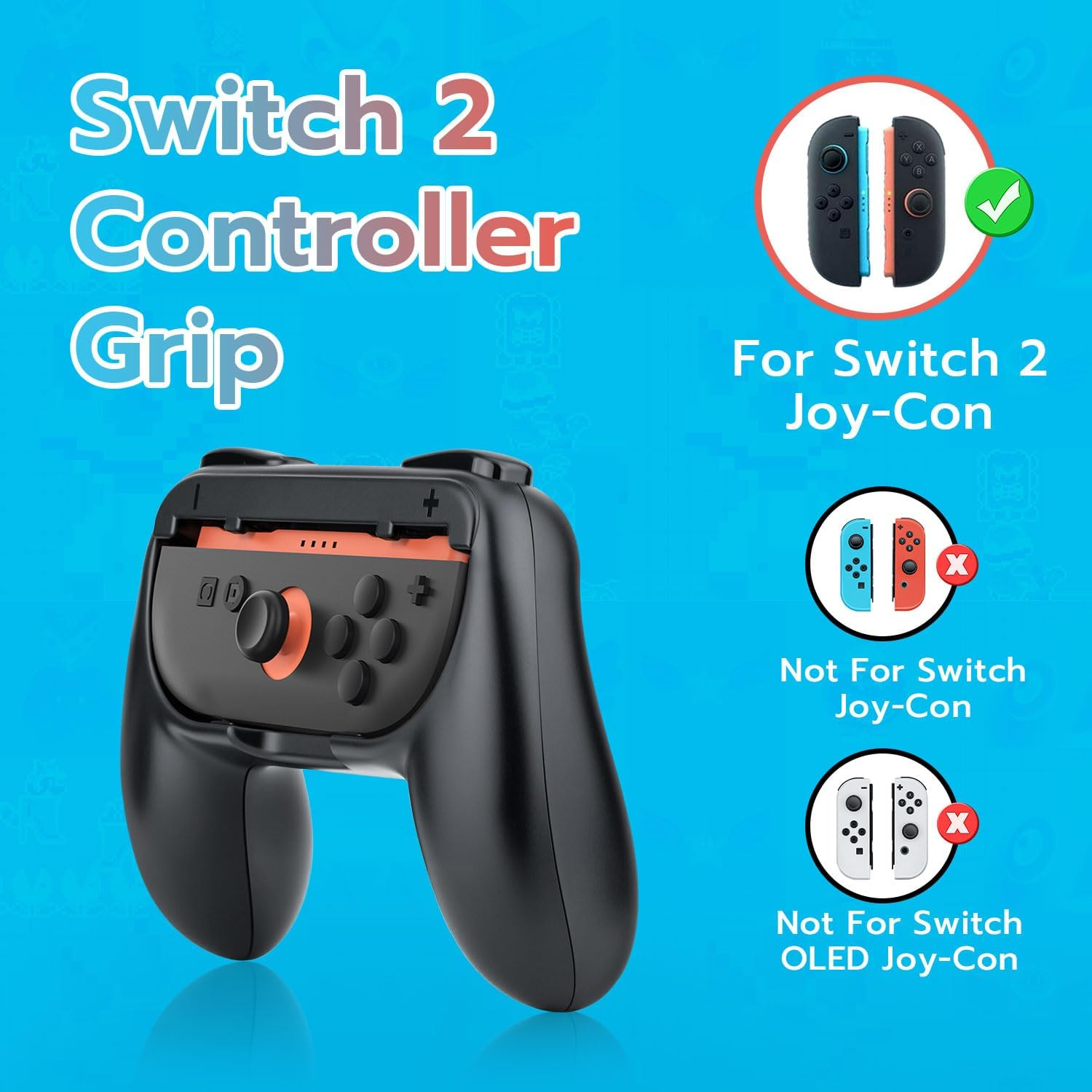 Mcbazel Controller Grips for Nintendo Switch 2 Joy Con Controllers - Ergonomic Anti-Slip Handles with L/R Triggers,Abs Protective Case Cover Accessories,2 Pack(Black) image number 5