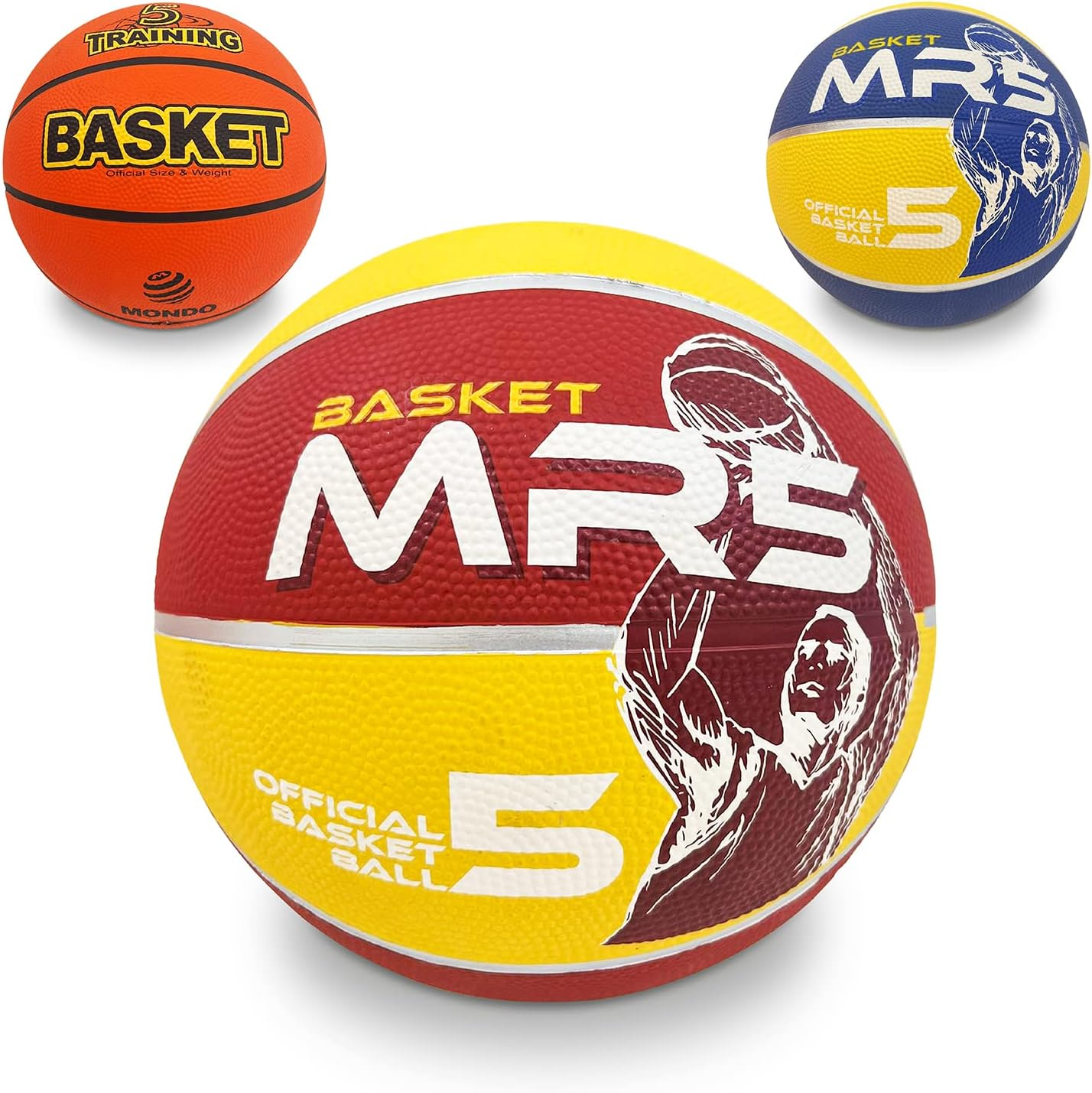 Mondo Toys Dream Team Basketball for Kids - Soft Surface - Size 5 - Orange/Yellow/Blue/Amaranth - 13139 image number 3