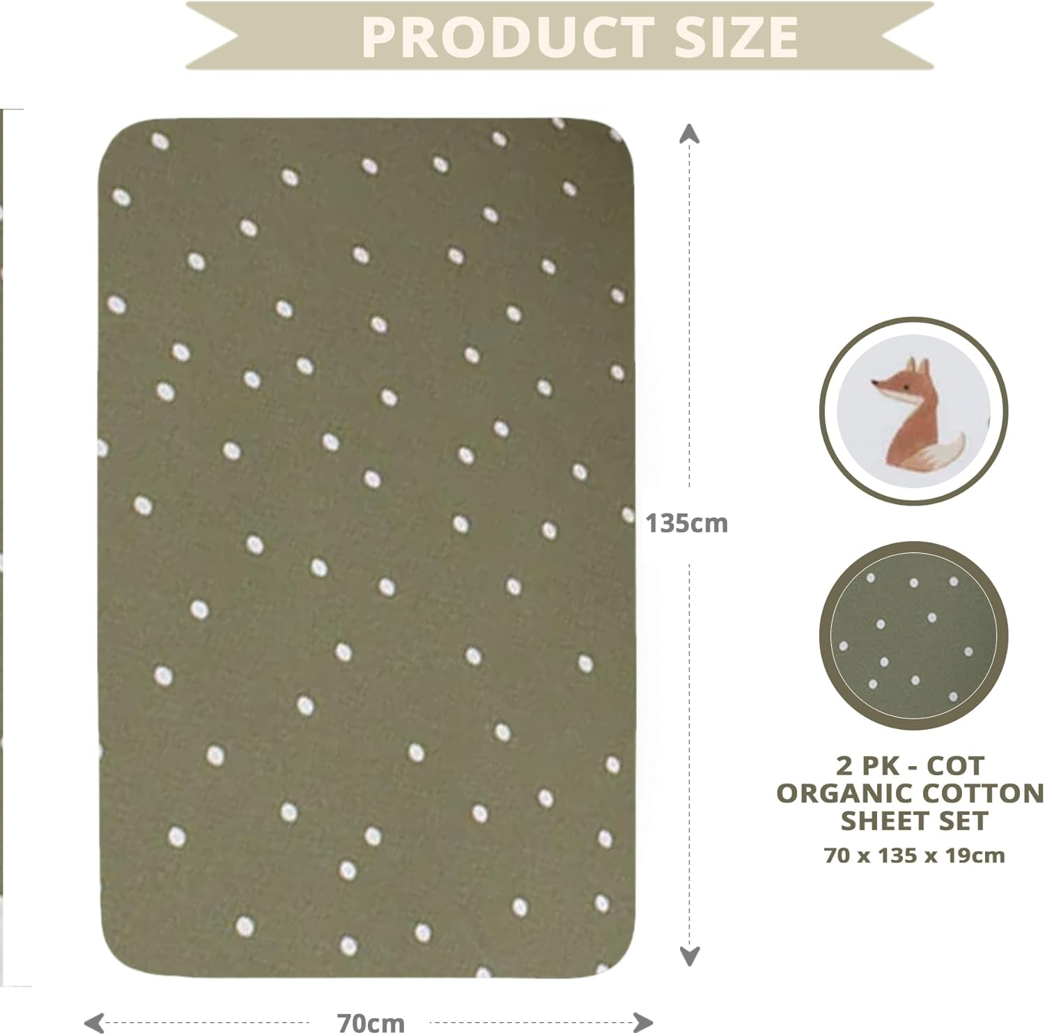 Living Textile Premium Cot Fitted Sheet 2-Pack 70X135Cm &ndash; Soft Cotton Jersey, Snug Secure Fit with Full Elastic, Breathable & Machine Washable Baby Bedding for Crib, Kids & Travel (Forest Retreat) image number 3