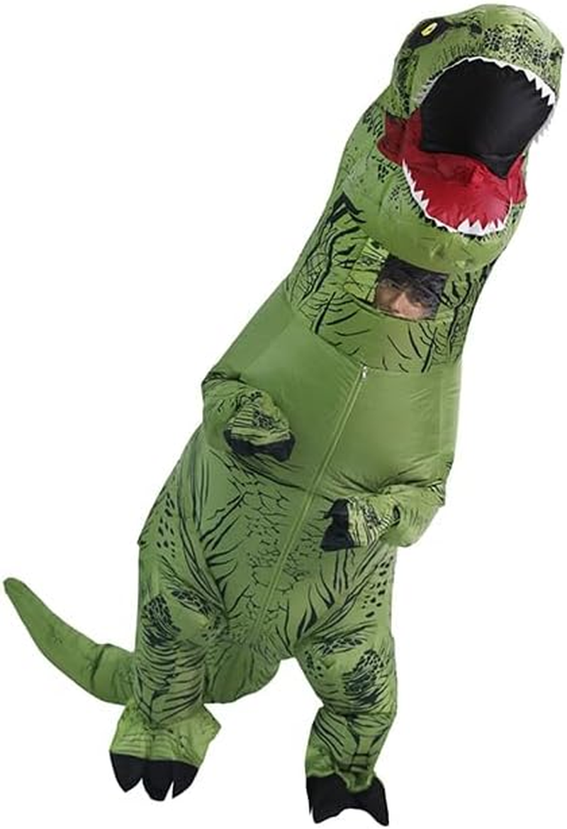 Adults T-Rex Inflatable Costume, Fancy Dinosaur Suit Blow up Jumpsuit Halloween Cosplay Costume and Themed Party - Brown image number 5