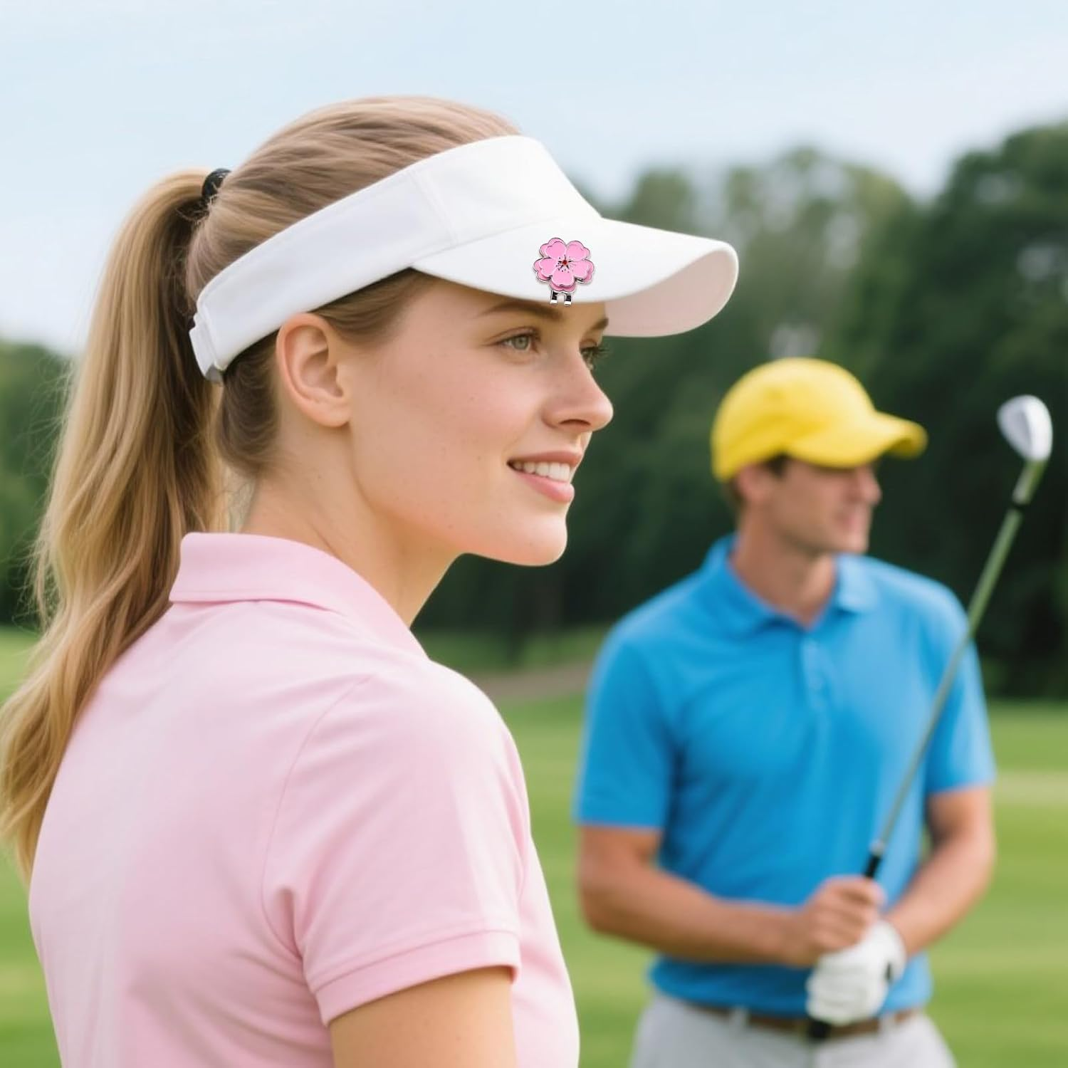 2Pcs Magnetic Golf Hat Clip Set, Pink Magnetic Golf Ball Marker Hat Clip Ball Marker Accessories for Men Women Golfer(Bow & Flower Style) image number 4