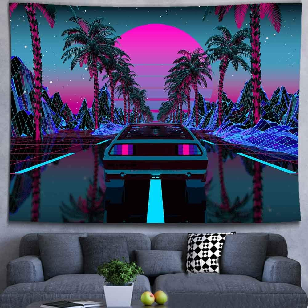 Car Tapestry 1980S Science Fiction Super Sports Car Tapestry Forest Road Tapestry Suitable for Home Decoration Art for Bedroom Living Room GTLTIE582 image number 5