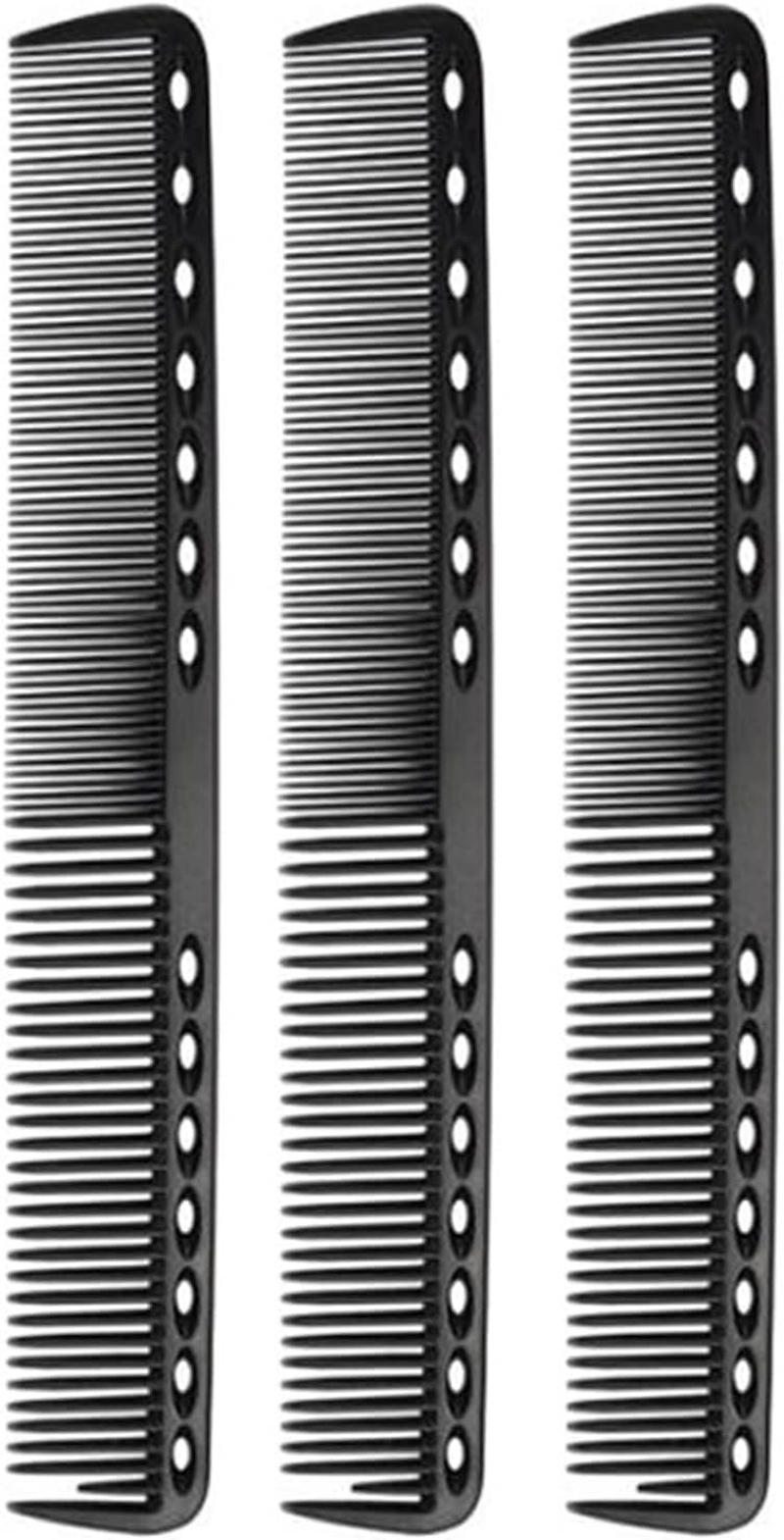 Medsuo 3Pcs Professional Heat Resistant Barber Fine Cutting Hairdressing Fiber Carbon Barber Comb for Salon and Home - Medium and Fine Tooth image number 3