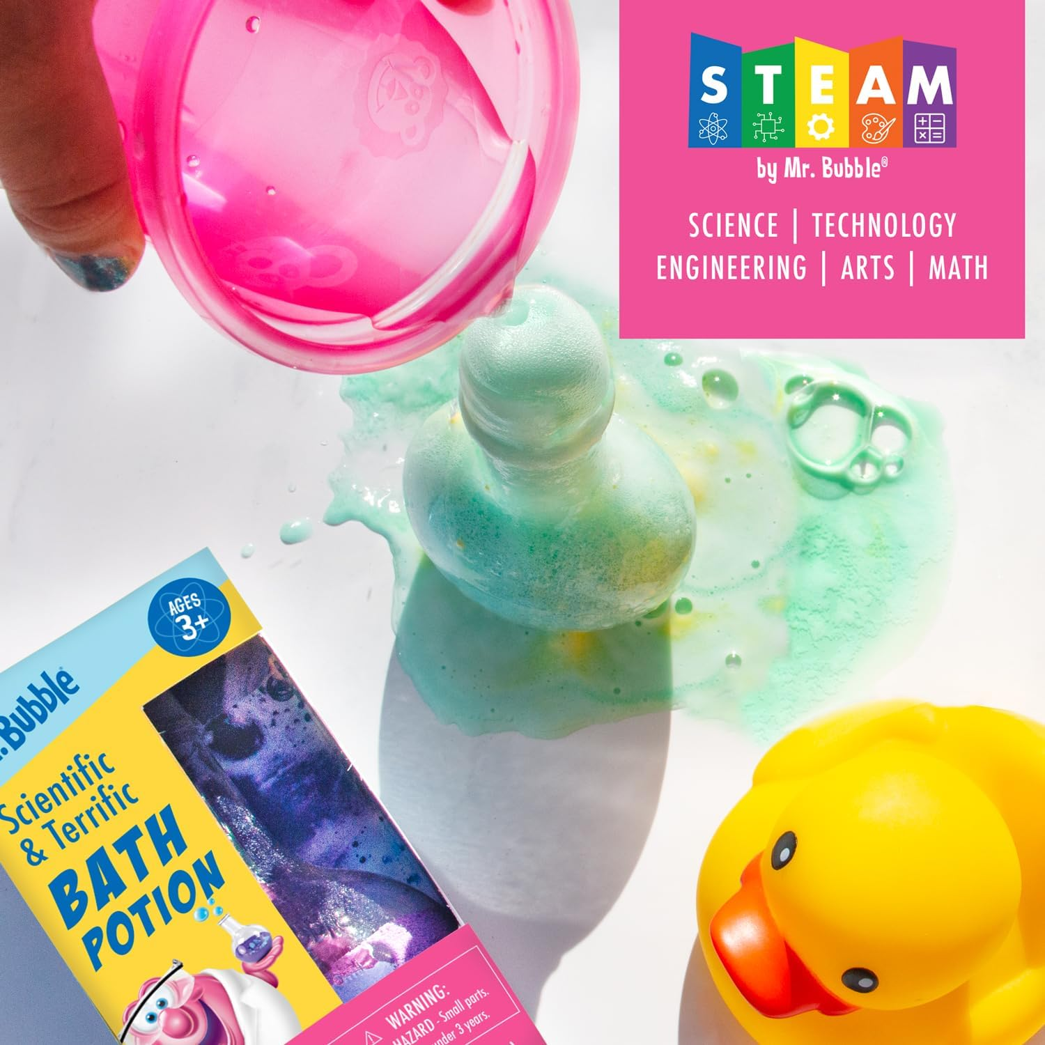 Mr. Bubble Kids Bath Bomb Potions - Colorful Fizzy Fun - Cool Foam and Bubble Science Beaker for the Bath (Pack of 4) image number 3