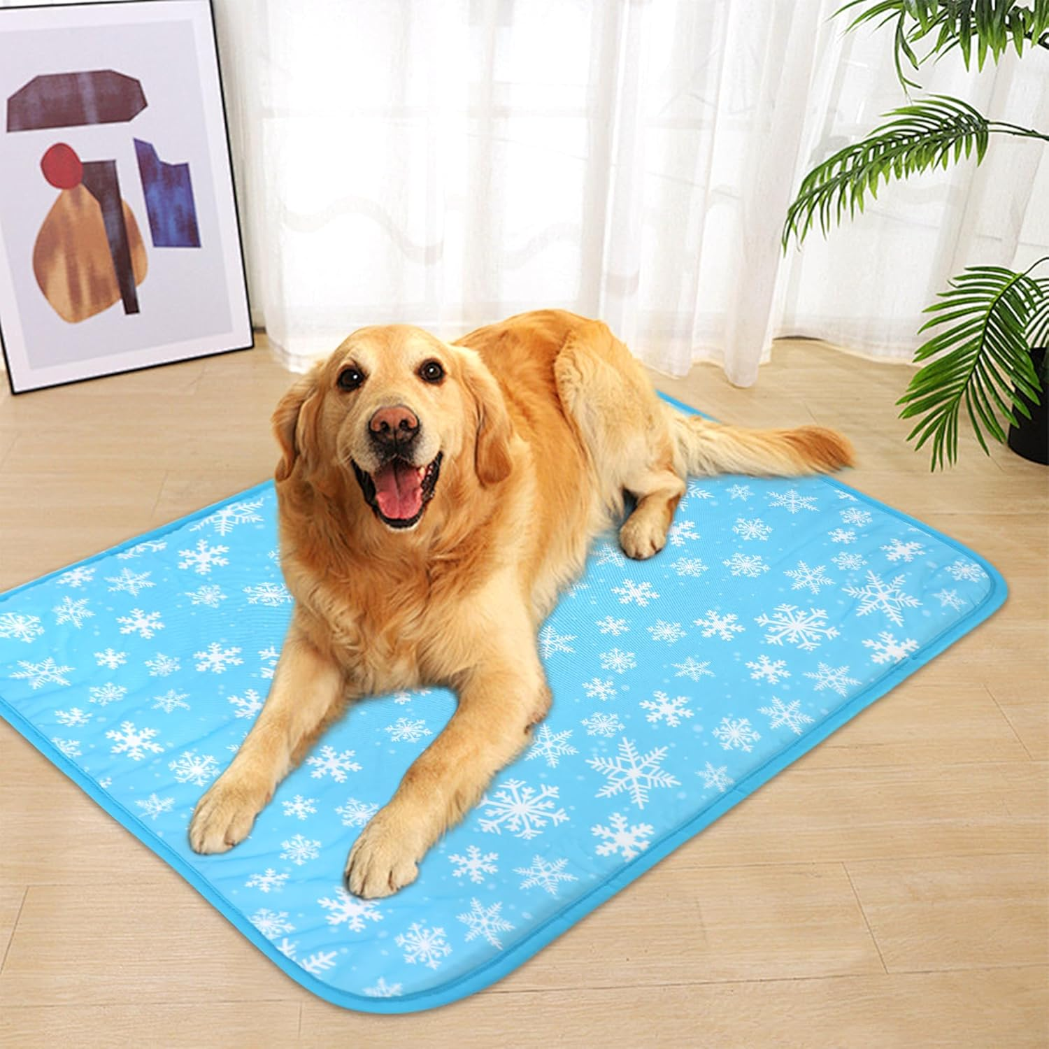 NACOCO Summer Pet Cooling Mat - Cat Dog Cushion Pad Sleeping Cool Snowflake Comfortable Soft for Pets Kids and Adults (Blue Snowflake, L) image number 4