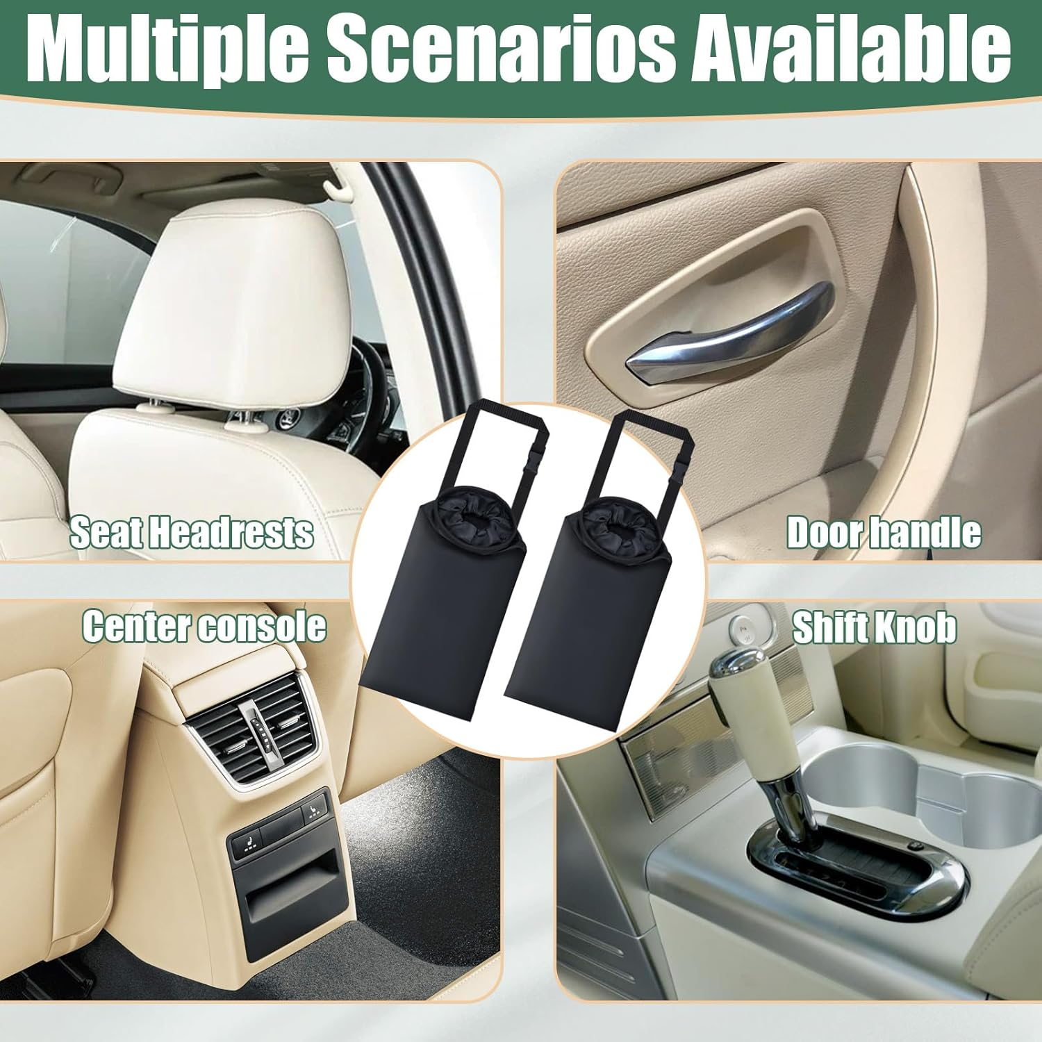 2 PCS Car Trash Bags, Washable Car Garbage Bag Hanging, Detachable Trash Can with Top Elastic Vent & Sticky Strap Bottom Opening, Seat Back Tash Bag for Cars,Travelling,Outdoor image number 2