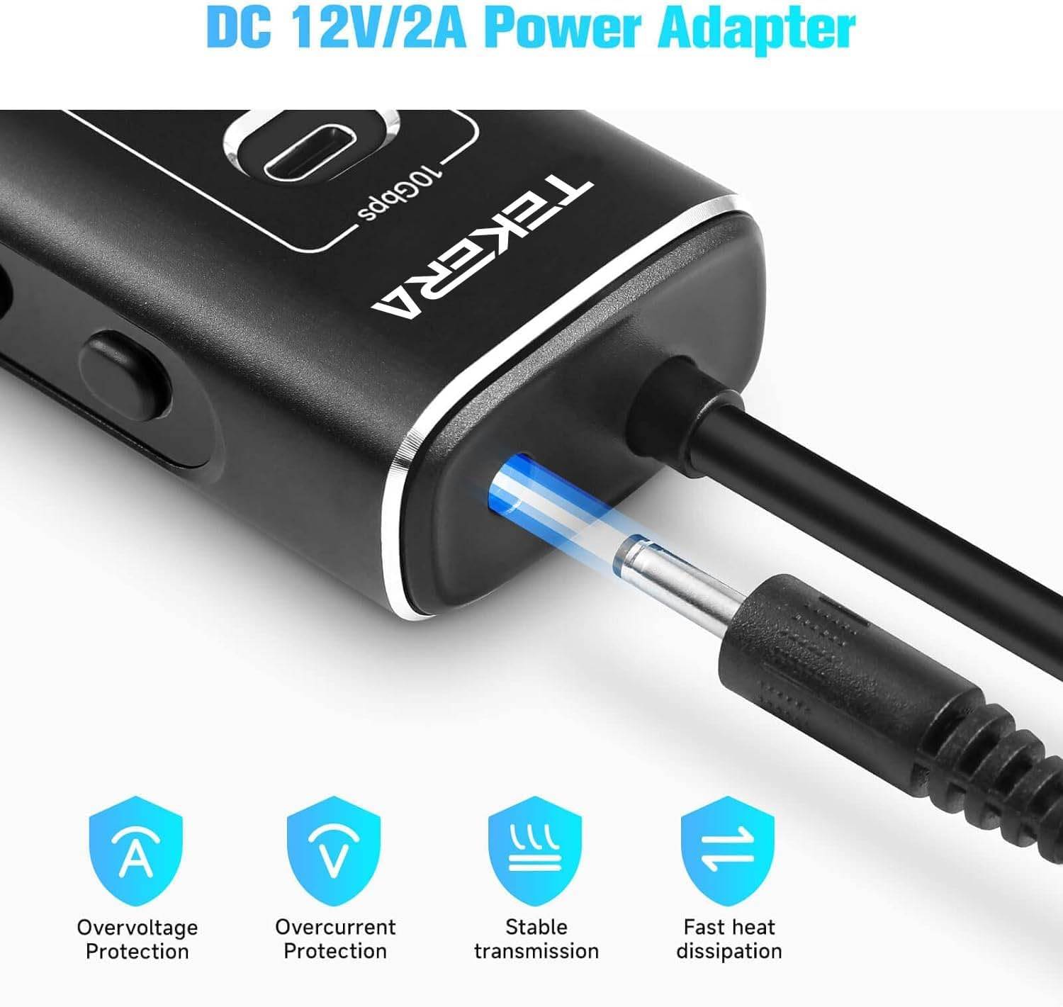 Powered USB Hub, TEKERA 7-Port USB 3.2/USB C Hub with 10Gbps USB-A 3.2, 2 USB-C 3.2, 4 USB 3.0 Ports, Individual Switches and 12V Power Adapter, Aluminum USB Port Expander for Laptop/Pc, TKA2195 image number 3