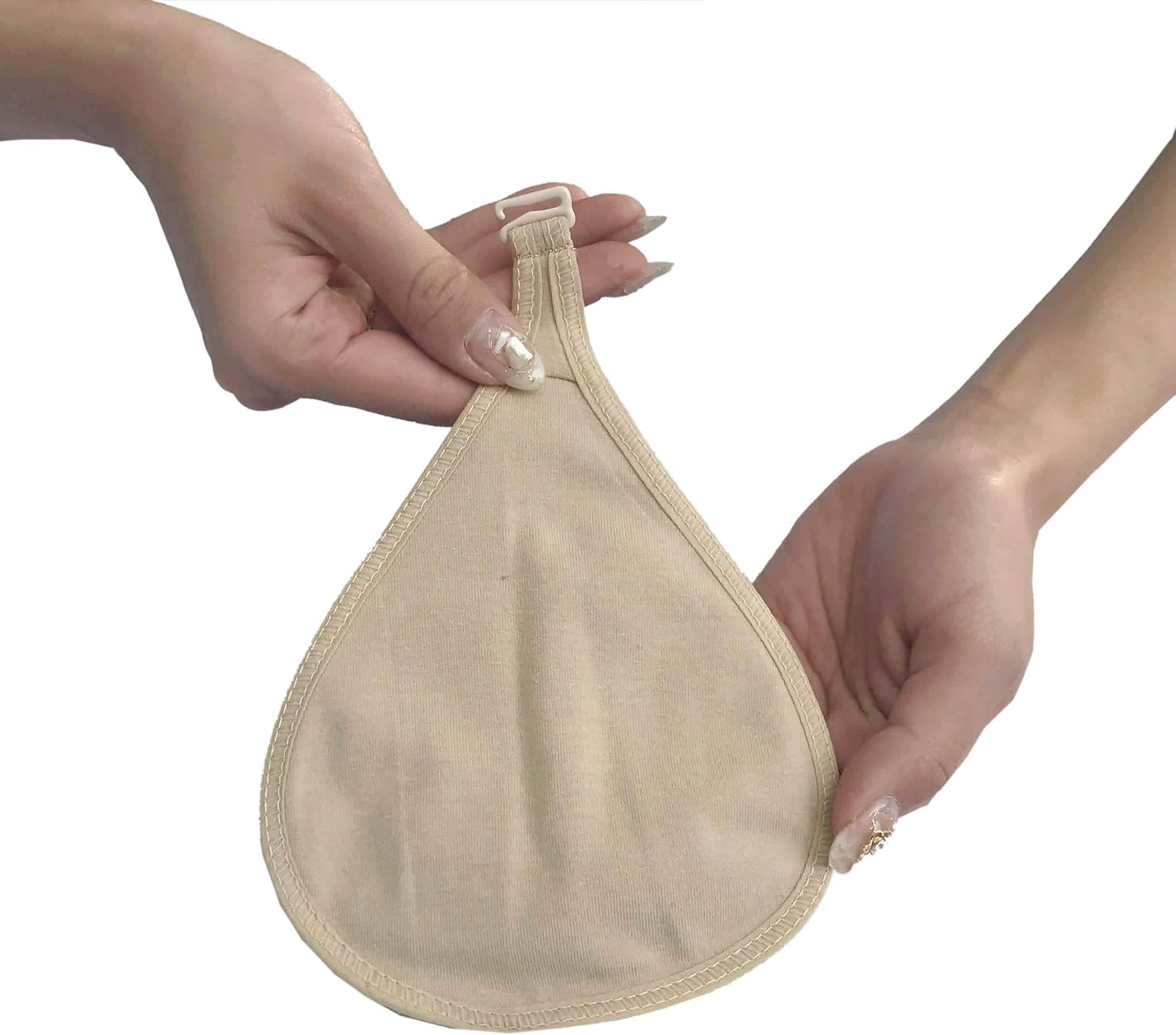 BIMEI 2Pcs Cotton Hook Protect Pocket for Silicone Breast 100% Cotton Protector Sleeve for Breast Cancer (M, Beige &bull;2Pcs Teardrop) image number 4