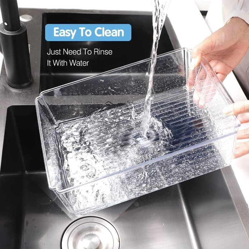 Fridge Organisers with Lids Set of 7, Stackable Fridge Organisers, Fruits Vegetable Freezer Storage Boxes, Clear Storage Containers for Kitchen, Cupboards, Freezer, Cabinets, Pantry image number 1