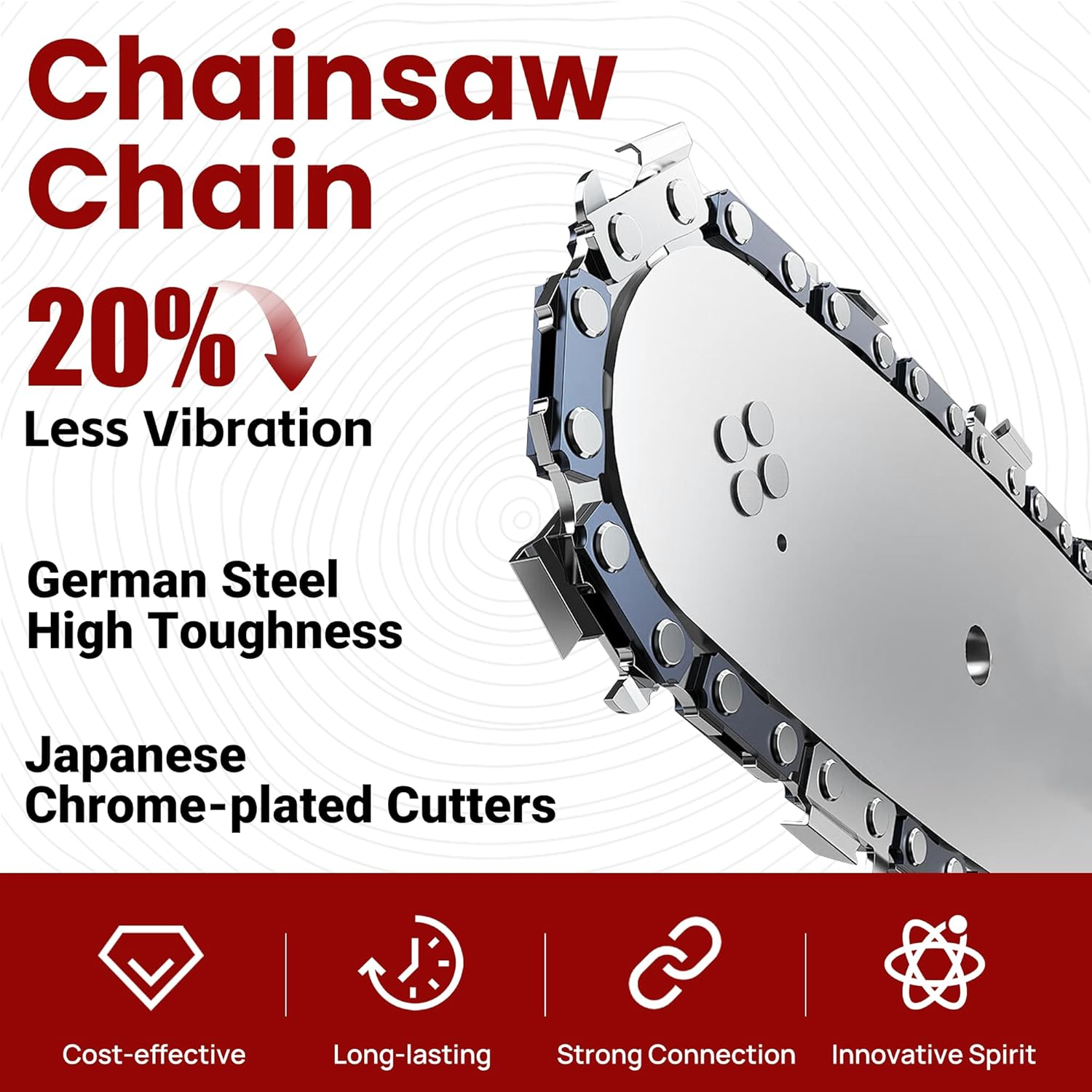 3-Pack 18 Inch Chainsaw Chain 62 Drive Links, 3/8" Pitch, 0.050" Gauge, Fit for Craftsman, Remington, Greenworks, Earthwise, Echo, Husqvarna Chainsaws and More - S62 image number 2