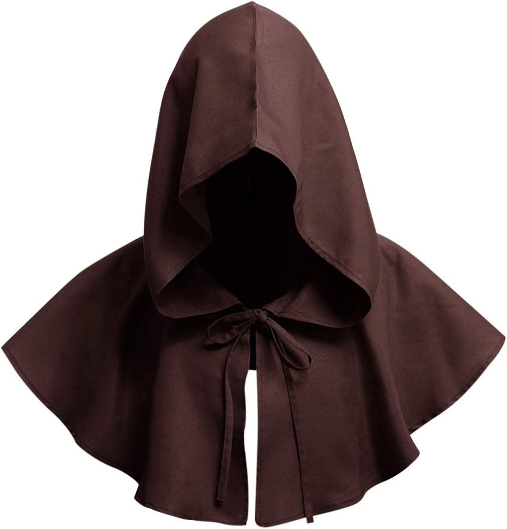 DQCUTE Halloween Grim Cowl Cloak Medieval Wicca Pagan Hood Hat Cosplay Costumes Hooded Poncho for Men Women
