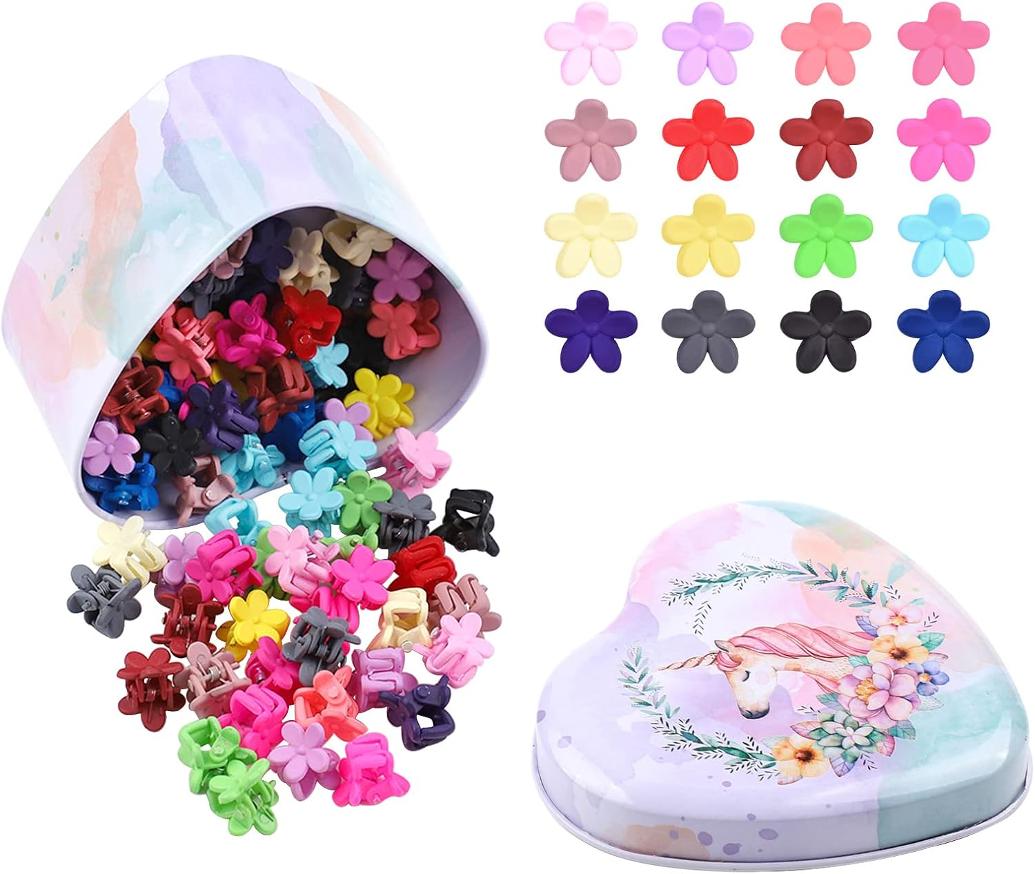 128PCS Baby Girls Small Barrettes Hair Claw Clips Flower Hair Hair Accessories Barrattes for School Girls Kids Teens