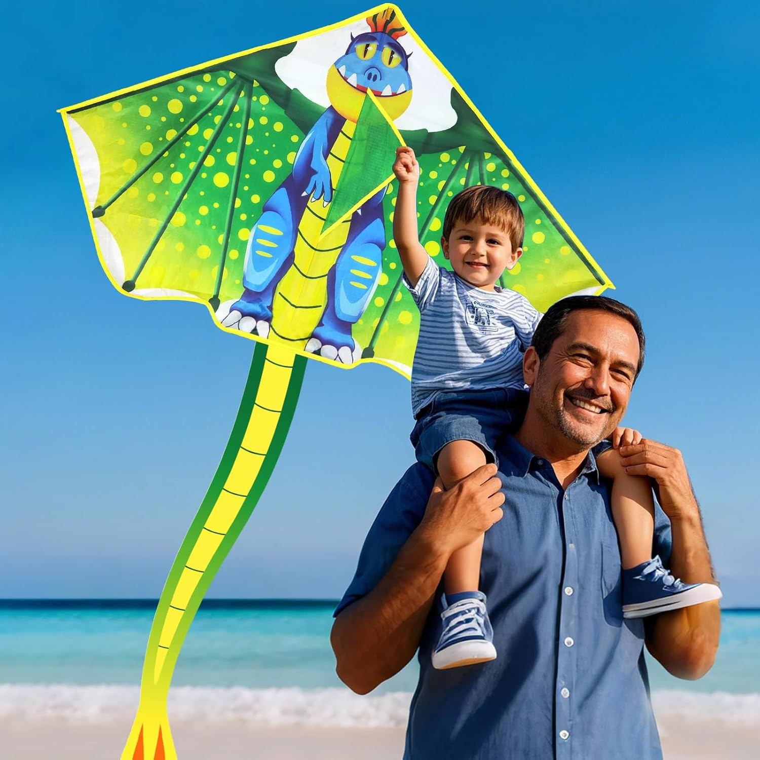 Yongnkids Kites Dinosaur Dragon Delta Kite for Kids Children Boys Girls Adults Beginners the Beach Outdoor Games Easy to Fly image number 2