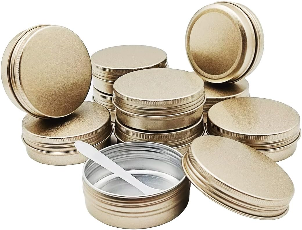 Wopanxye Aluminum Tin Cans, 6Pcs 100Ml/3Oz Metal round Storage Tin, 100Gram Makeup Sample Container, Empty Travel Tins for Candle, Salve, Cosmetics, Face Cream, Lip Gloss Balm, Paints, Tea, Matte-Gold