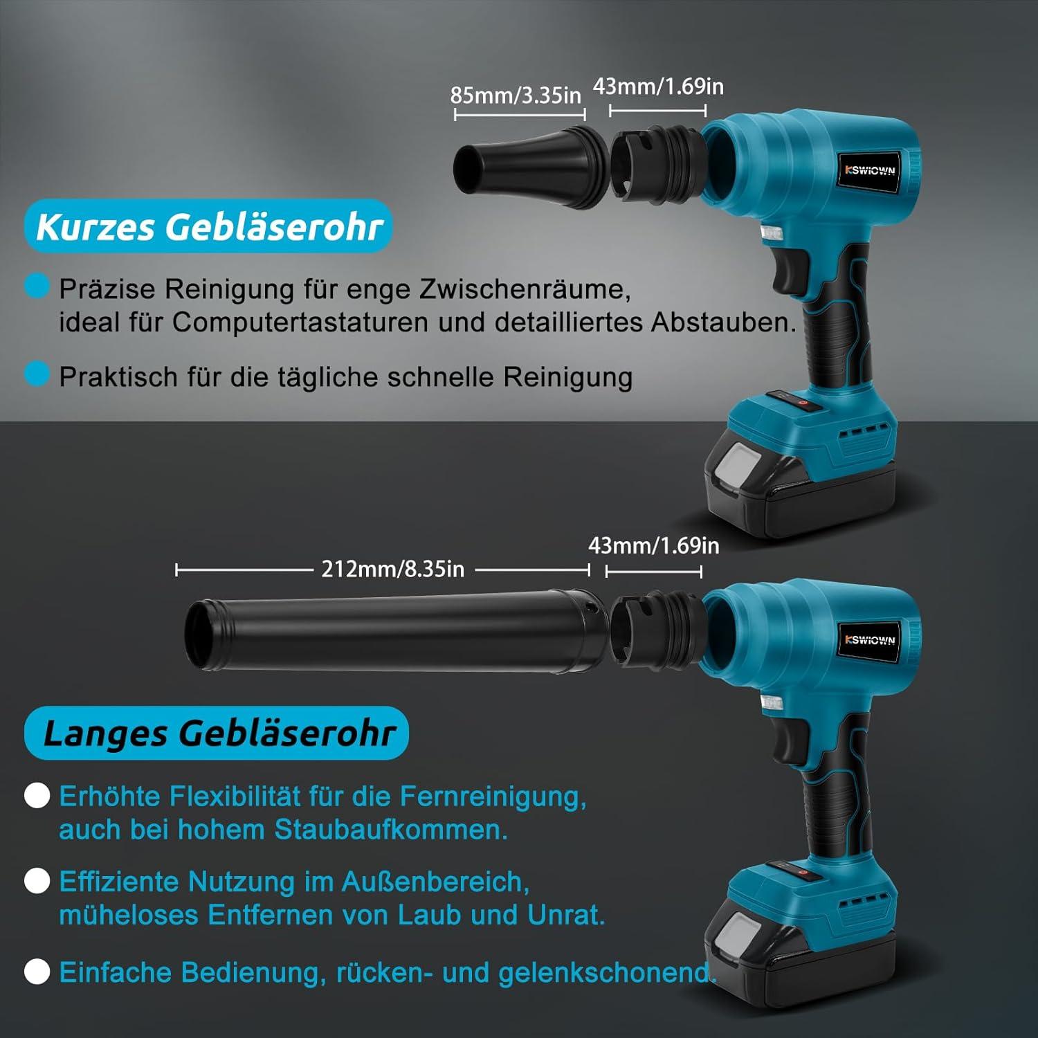 Battery Dust Blower for Makita 18 V, 85000 RPM, Portable Brushless, Turbo Powered Jet Blower with 2 Nozzles (No Battery), Compressed Air Spray for Cleaning PC, Keyboard and Car image number 6